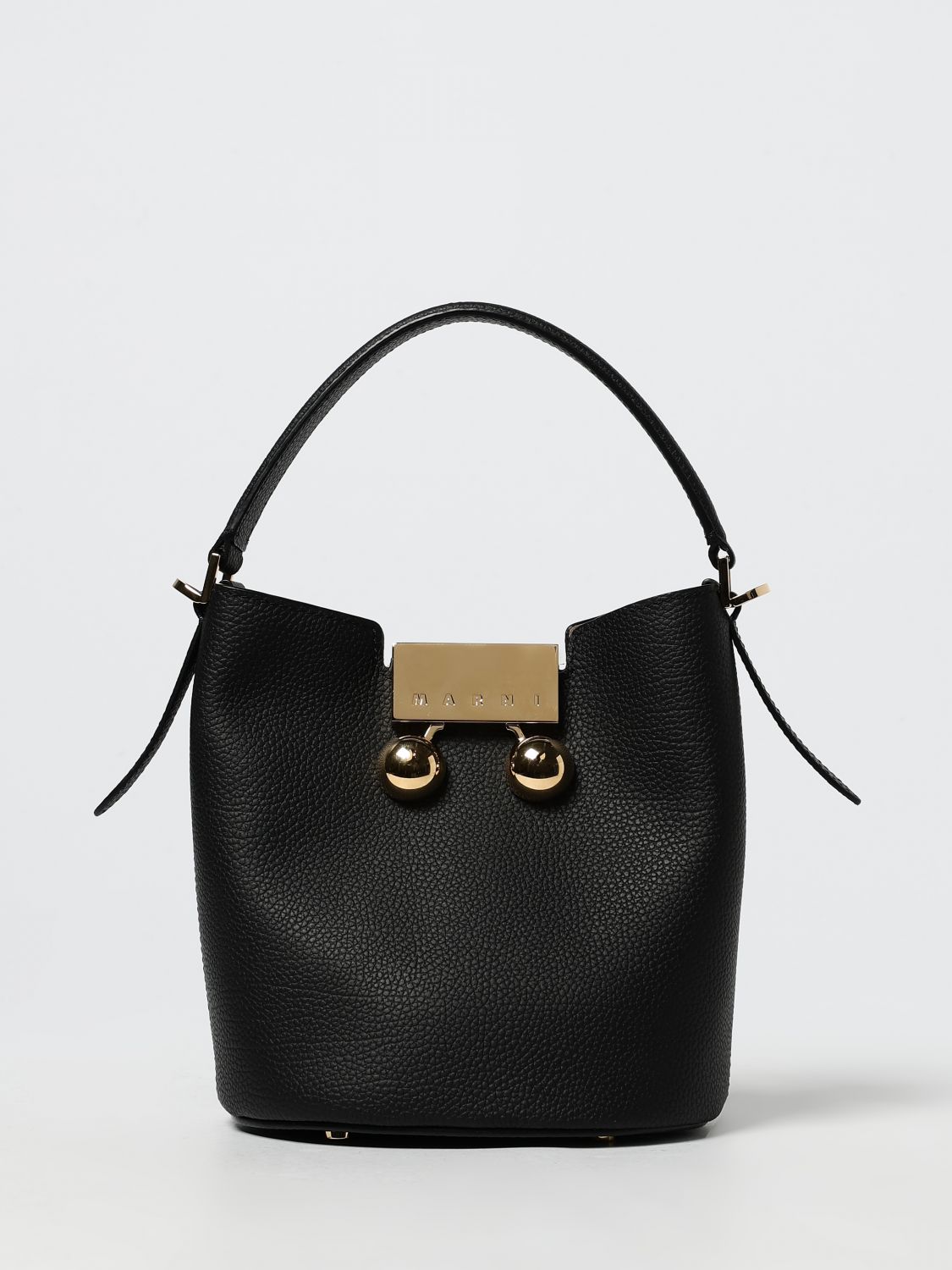 Marni Pebbled-leather Bucket Bag By Trunkaroo In Black