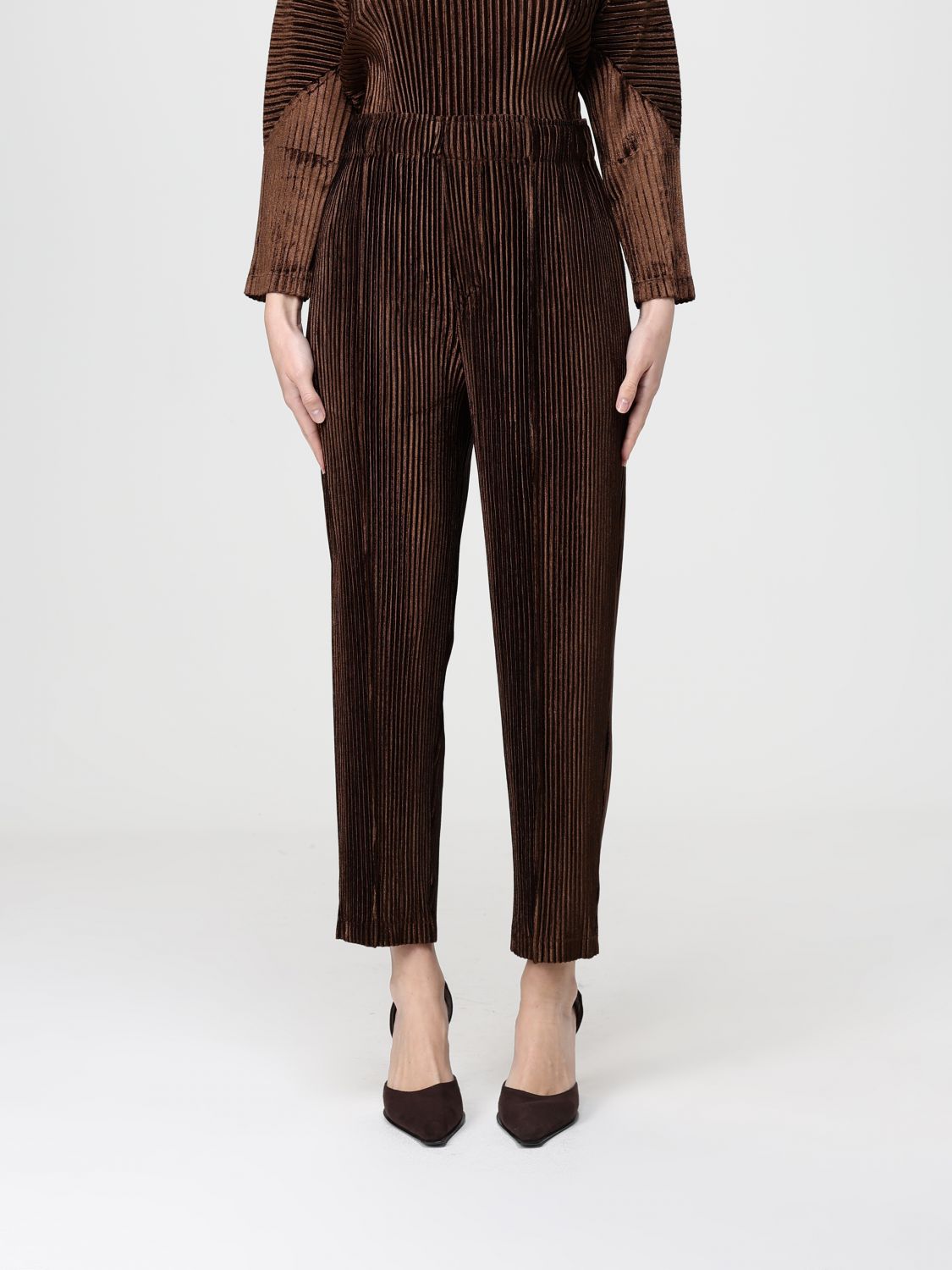 Meimeij Pants Woman Color Bronze In Brown