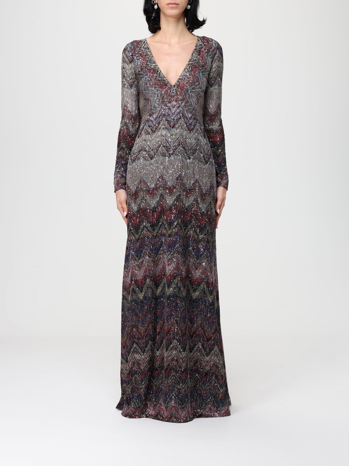 Missoni Midi Dress With Zigzag Pattern In Brown