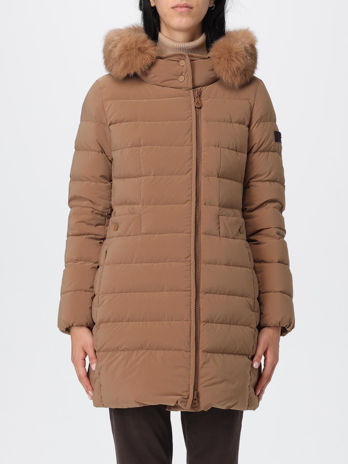 Peuterey Fur-trimmed Hooded Coat In Brown