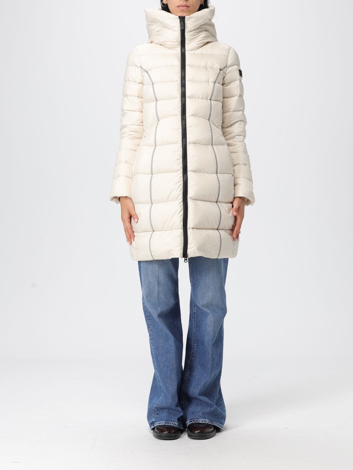 Peuterey Woman Puffer Light Grey Size 10 Polyester In White