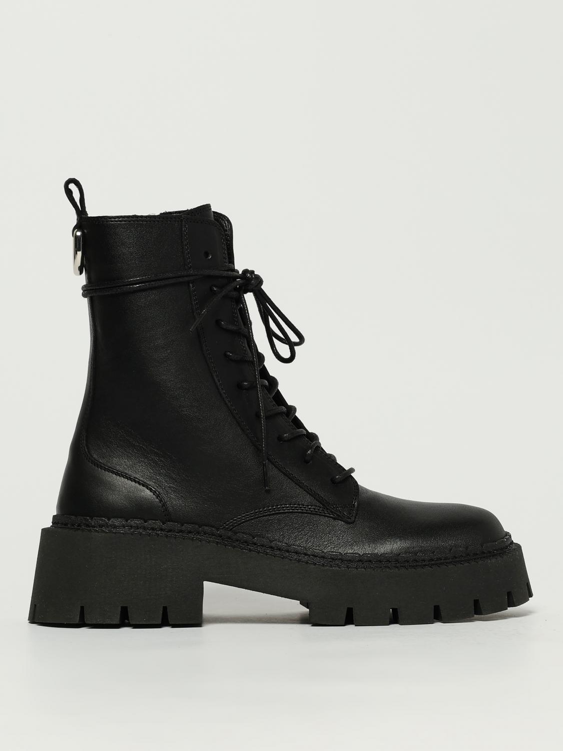 Vic Matie Etna 101 Combat Boots In Black Leather In Black