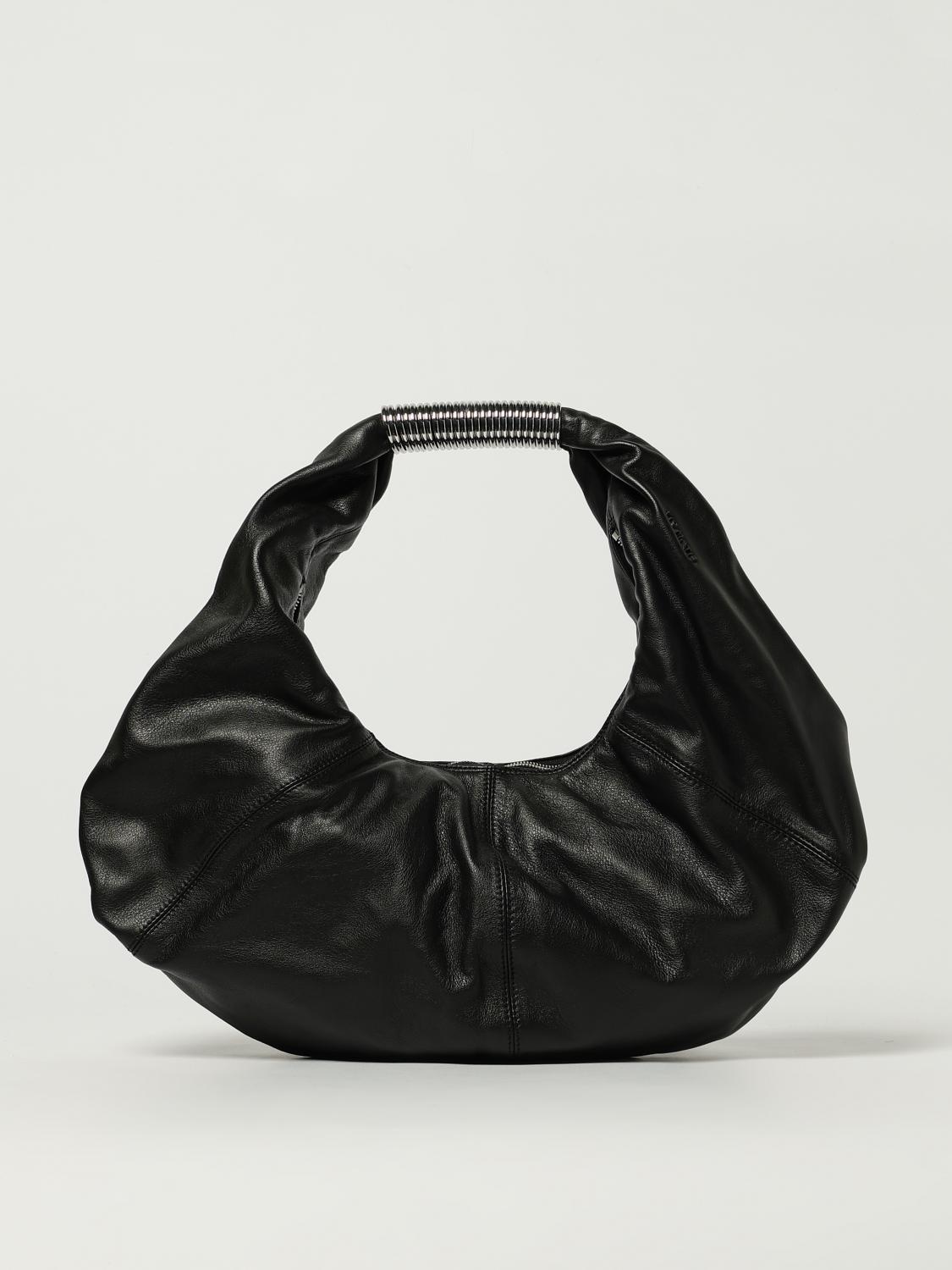Vic Matie Curved-handle Leather Tote Bag In Black