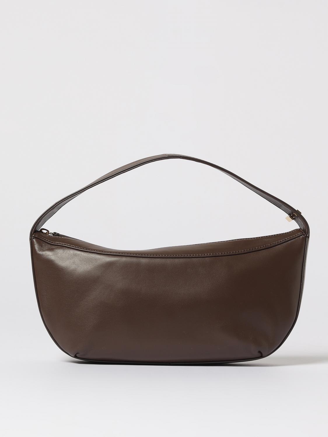 Staud Demy Leather Shoulder Bag With Adjustable Strap In Brown