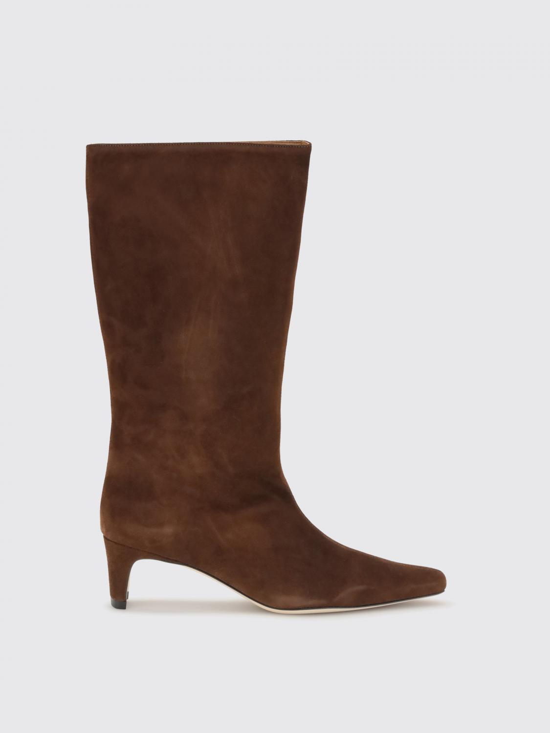 Staud Suede Wally Boots In Brown