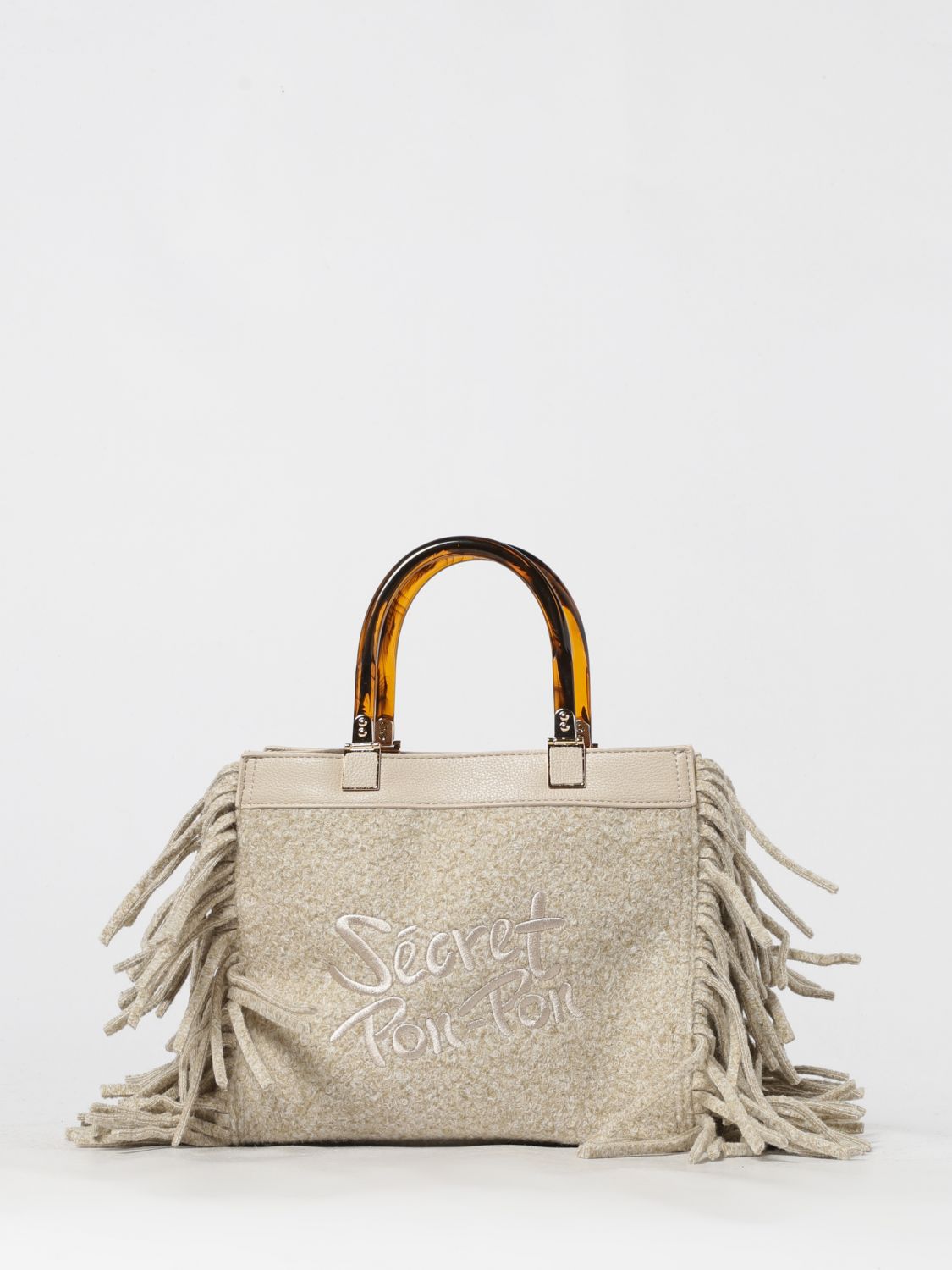 Secret Pon-pon Shoulder Bag Woman Color Cream In Multi