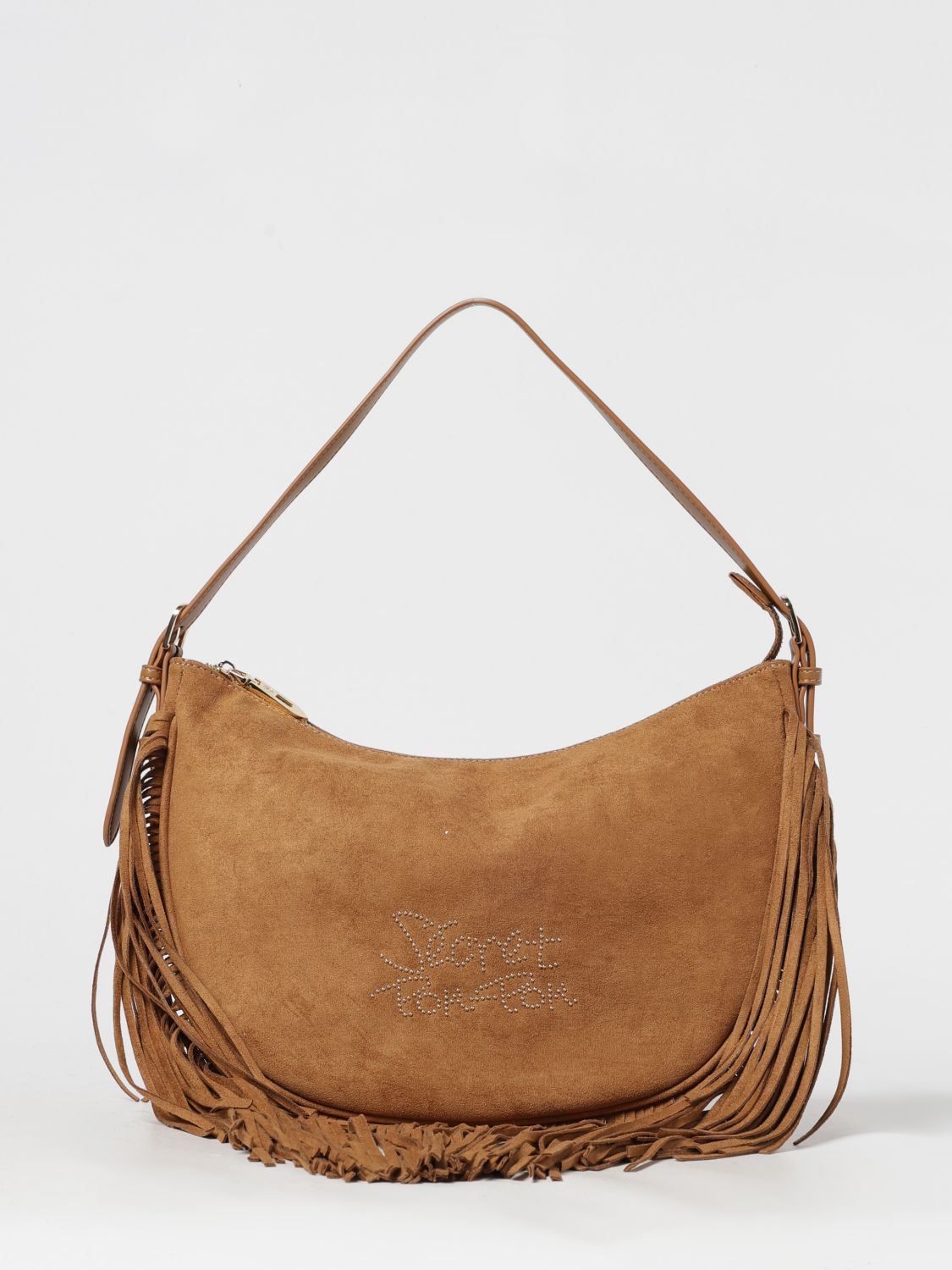Secret Pon-pon Shoulder Bag Woman Color Leather In Brown