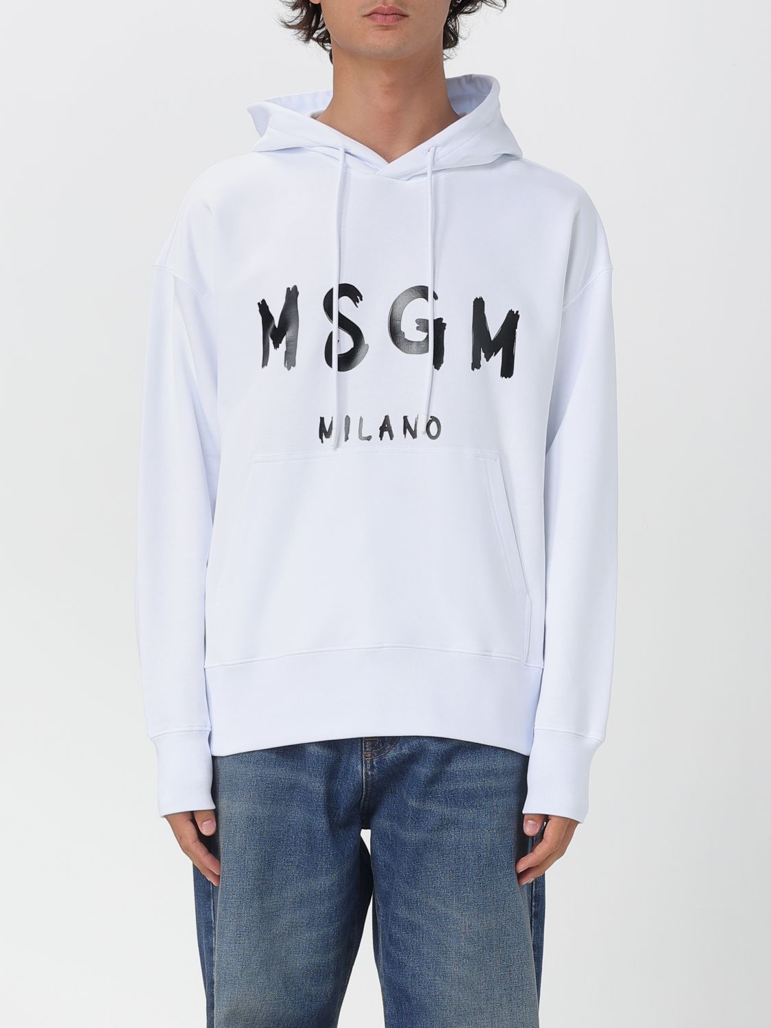 Msgm Logo-print Pullover Hoodie In White
