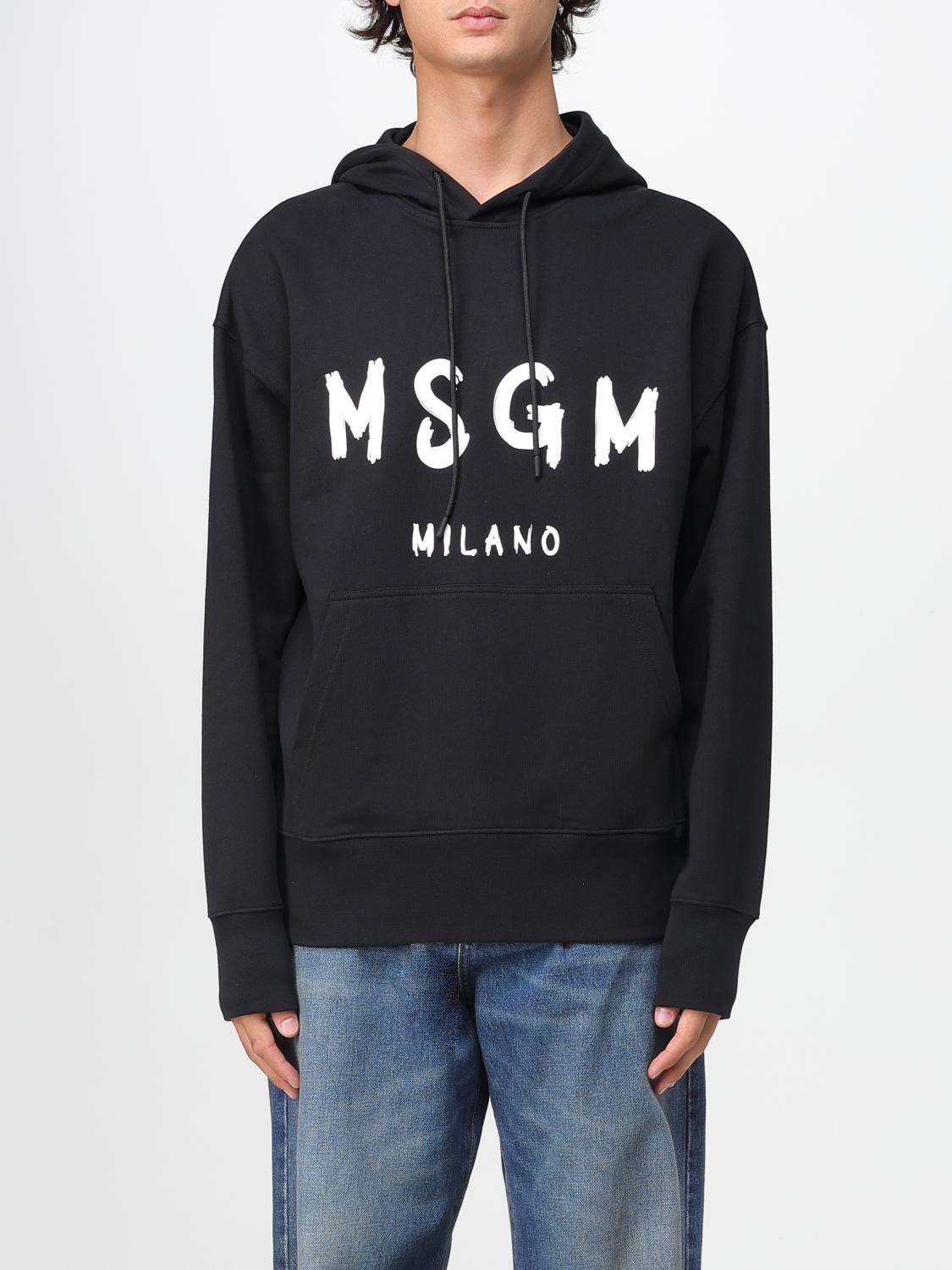 Msgm Black Cotton Hoodie In Black