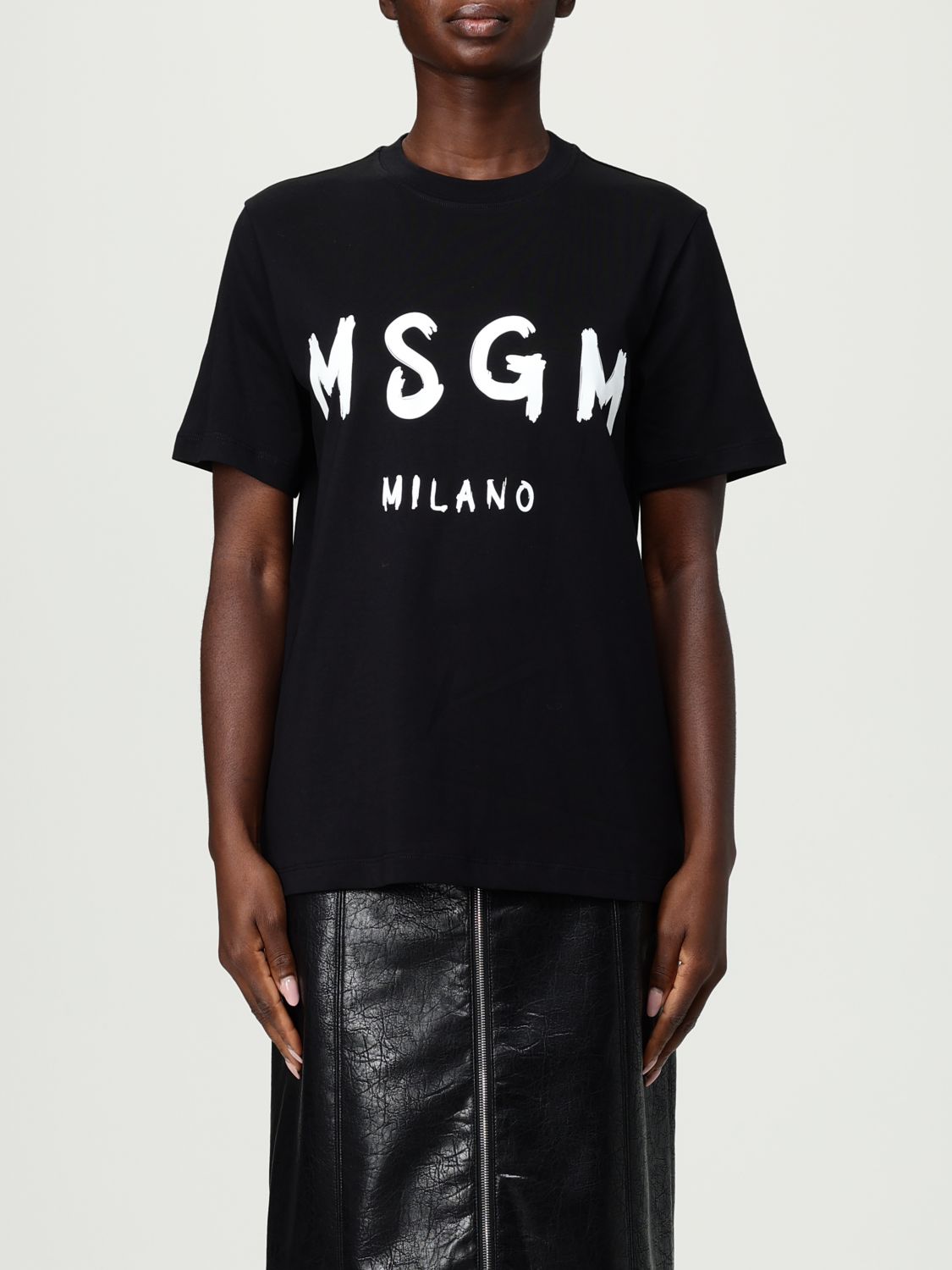 Msgm Black Printed T-shirt In Black