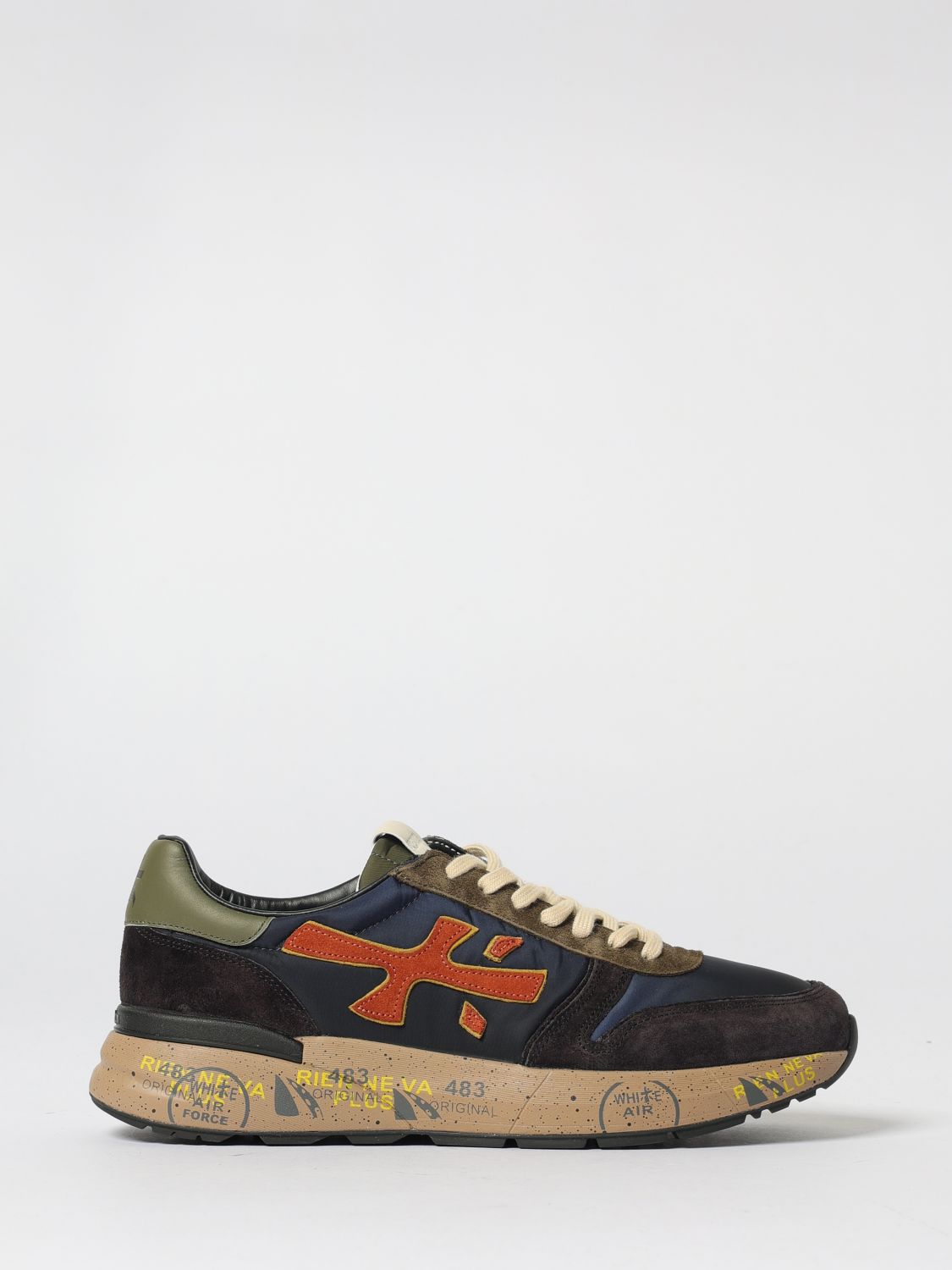 Premiata Casual Lace-up Sneakers Contrasting Panels In Blue