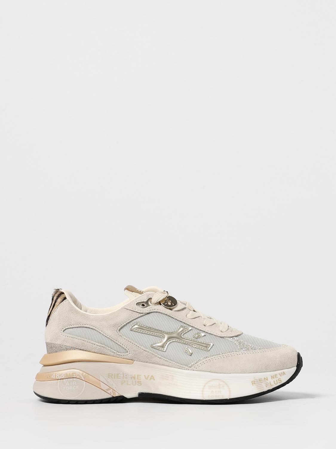 Premiata Suede Blend Sneakers Contrast Sole In Neutral