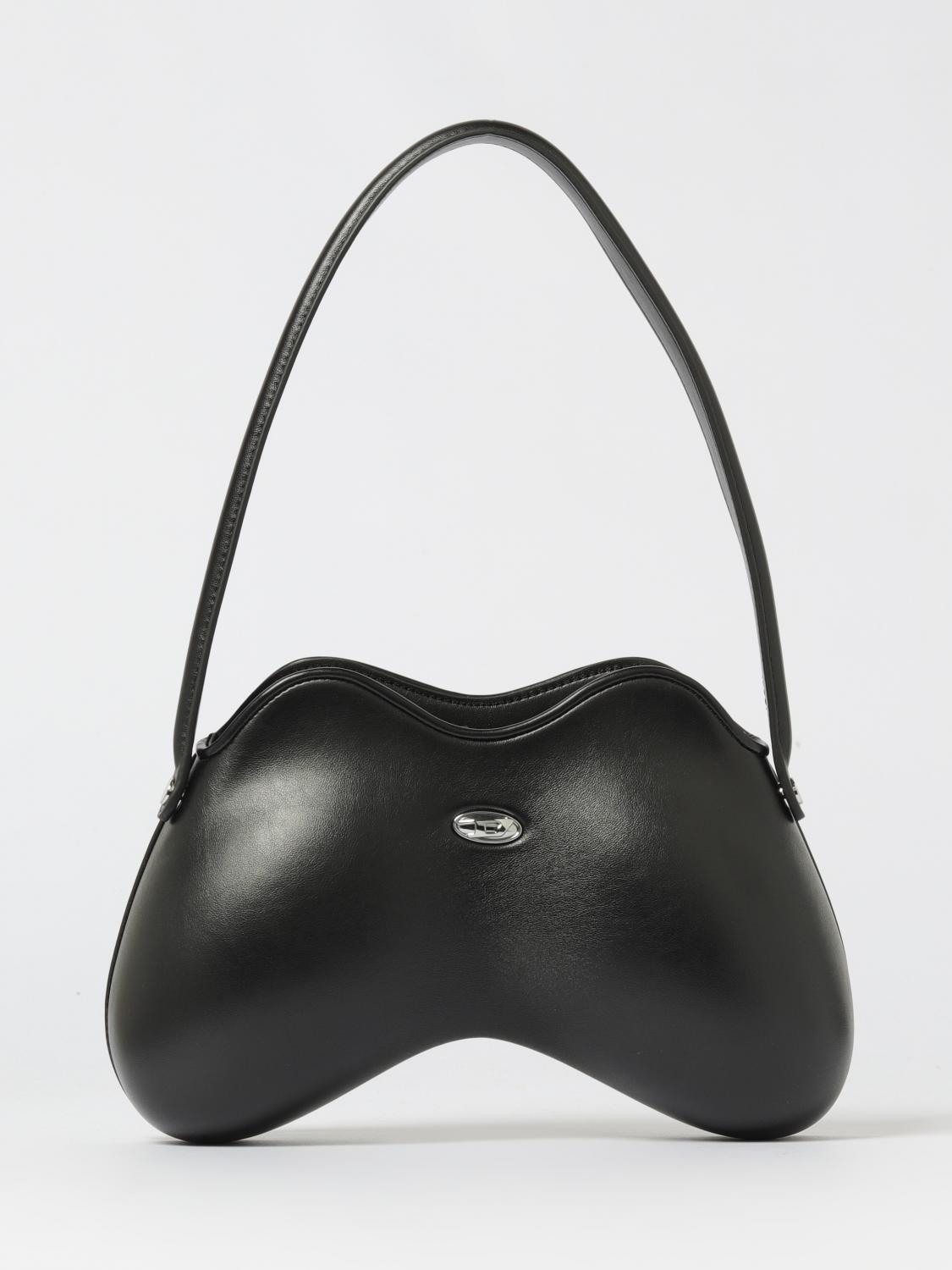 Diesel Double-d-shoulder Bag In Pu In Black