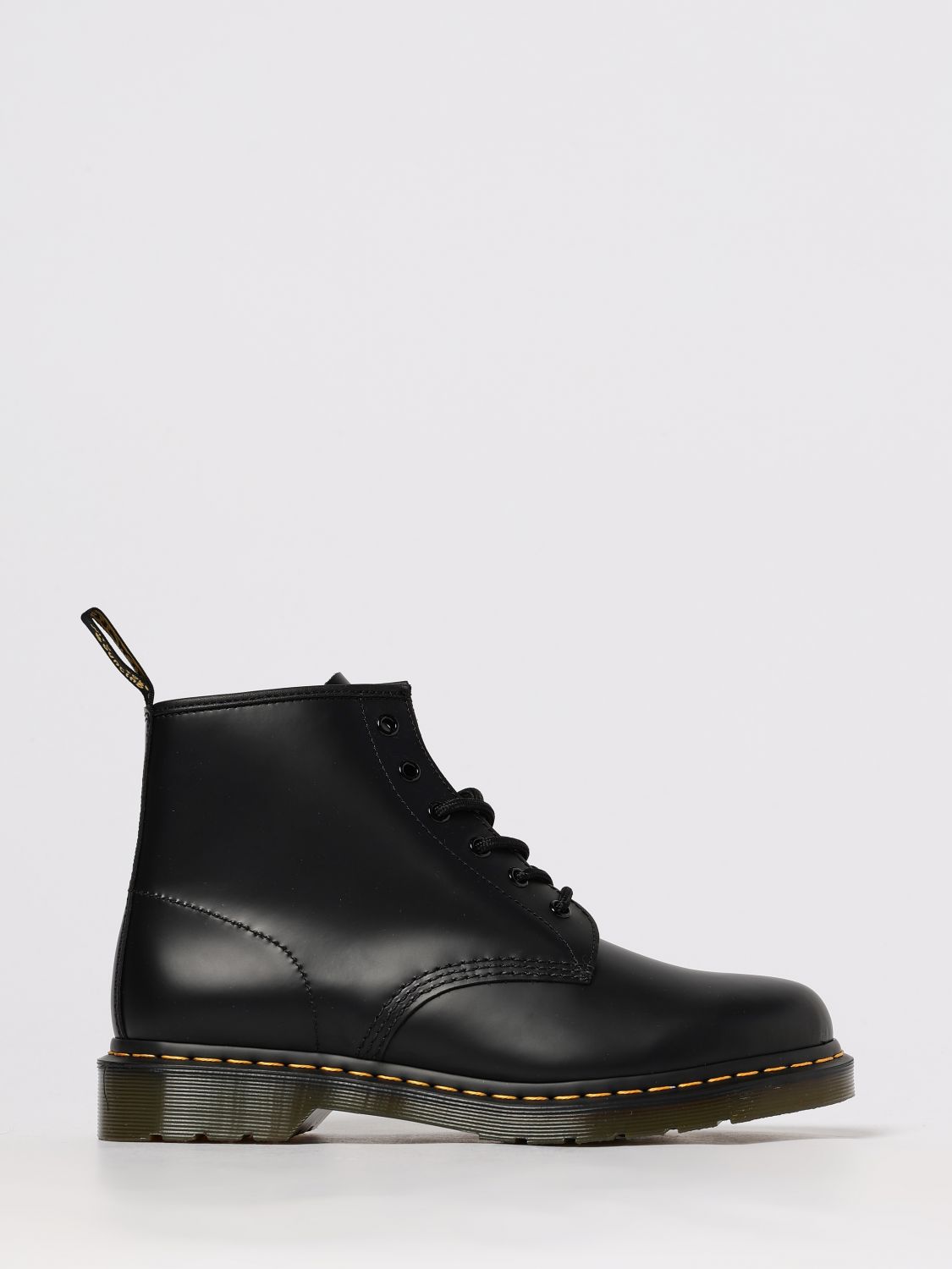 Dr. Martens Dr. Marten's 101 Yellow Stitch Smooth Leather Ankle Boots Black Smooth 26230001 Men's In Black