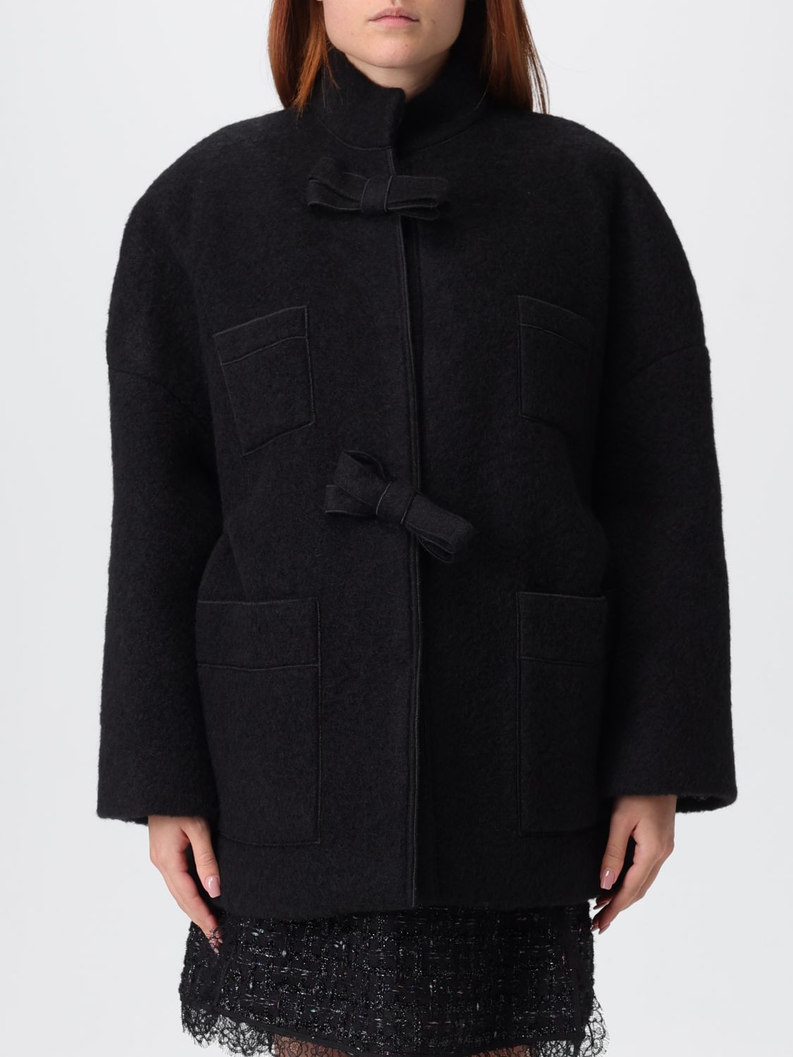 Giambattista Valli Bow-detailed Patch-pocket Coat In Black