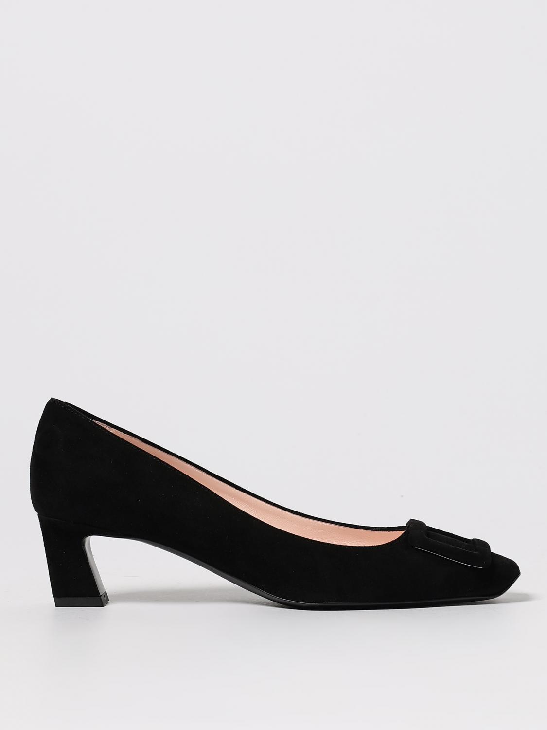 Roger Vivier Suede Belle Vivier Trompette Pumps 45 In Black