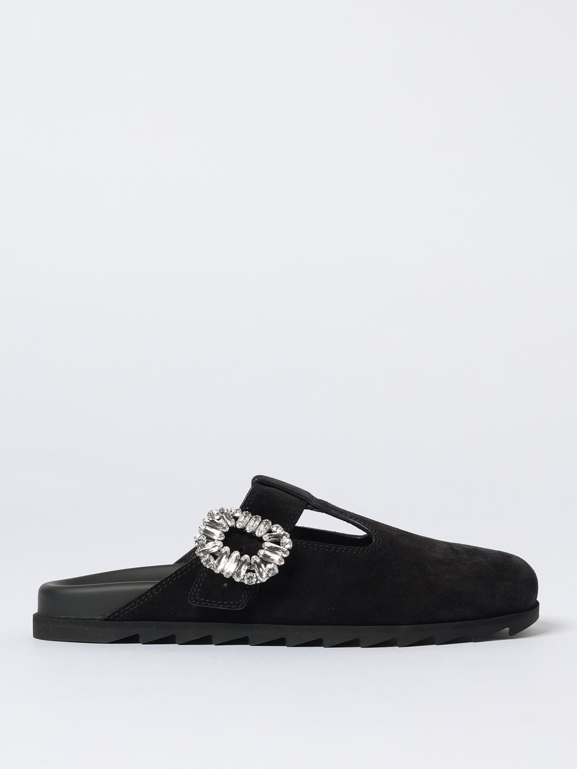 Roger Vivier Minimalist Black Flats With Rounded Toe And Low-profile Sole In Black
