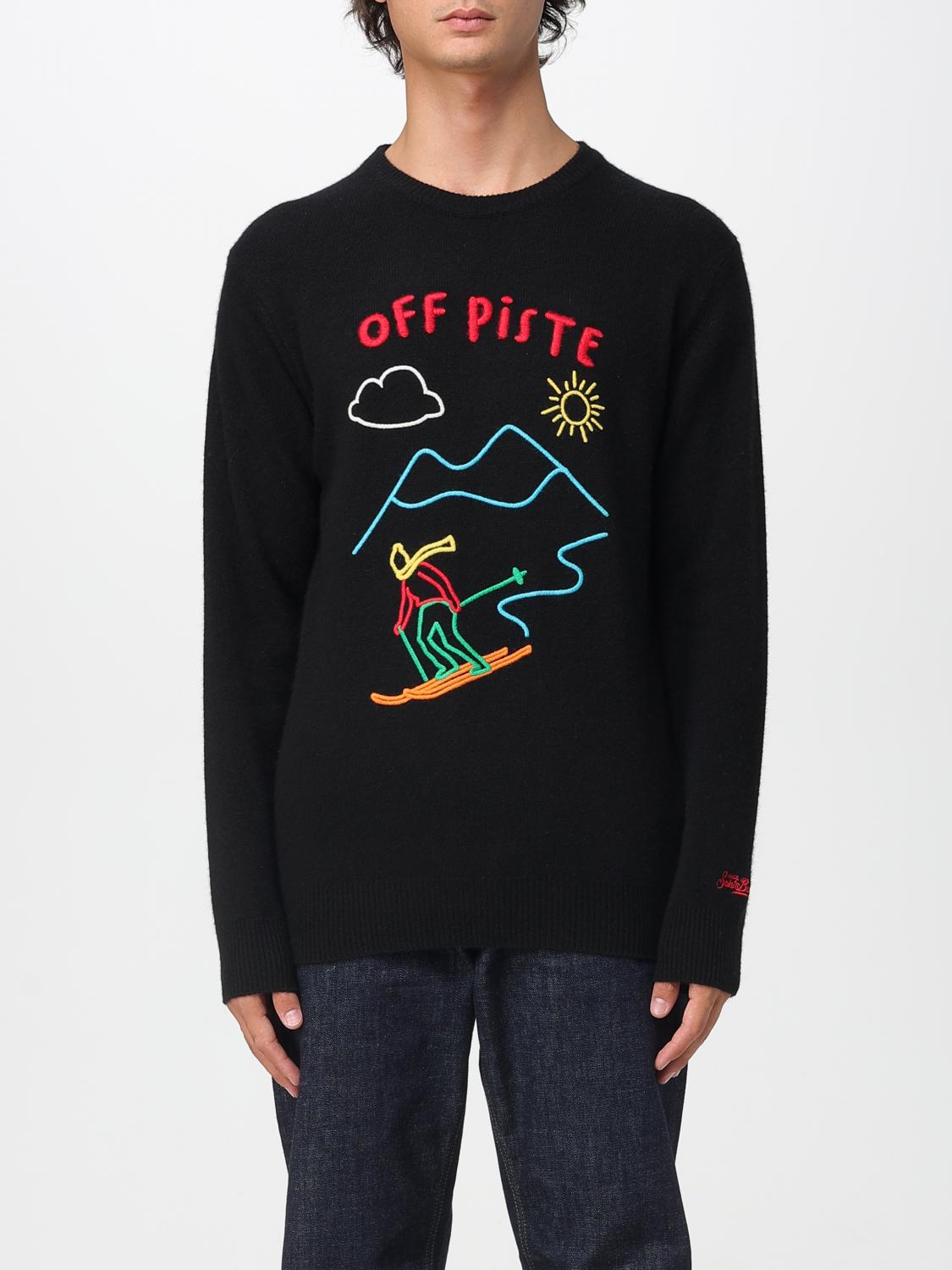 Mc2 Saint Barth Crew Neck Graphic Design Long Sleeves Sweater In Black