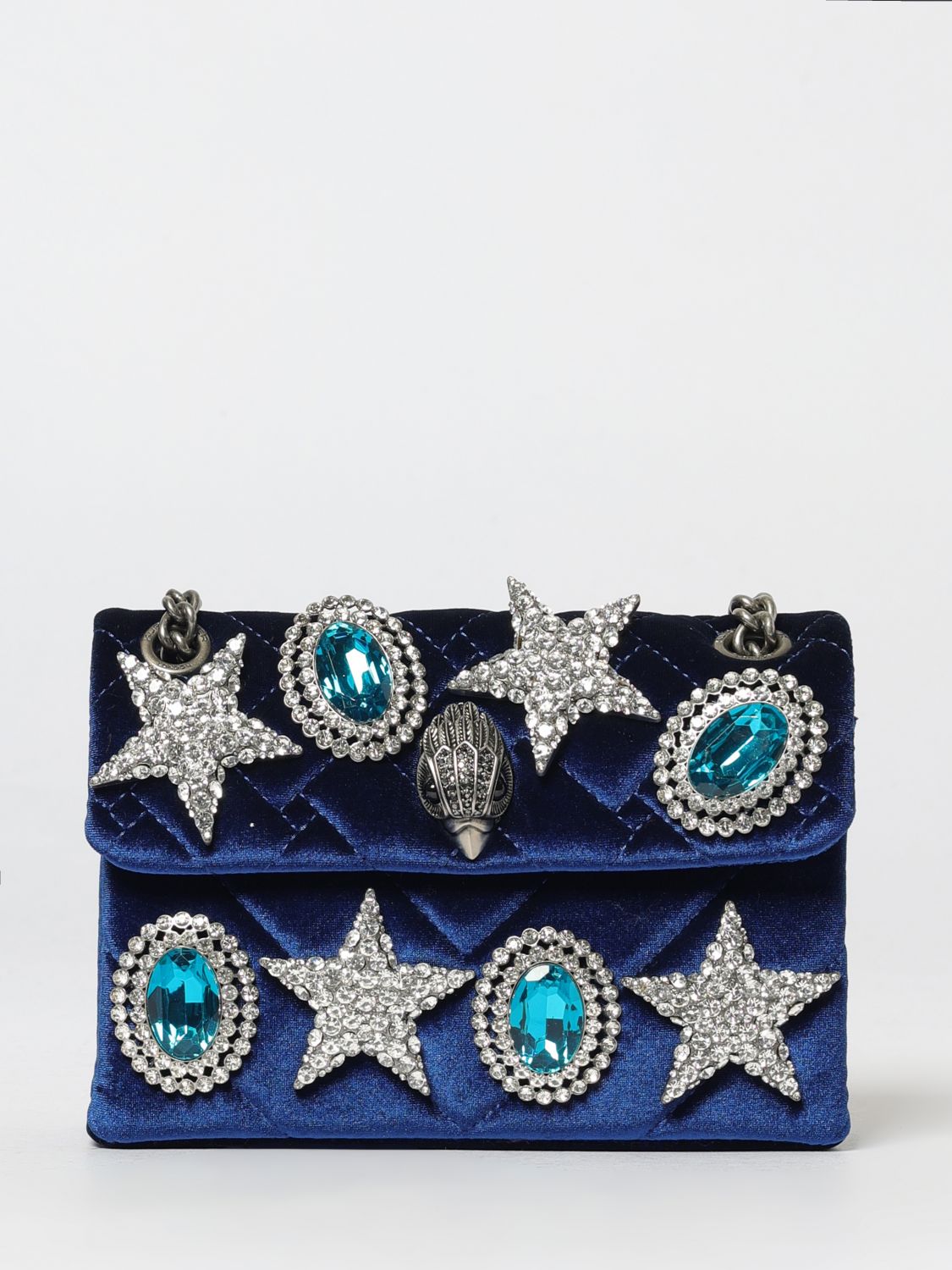 Borsa Kensington Mini Kurt Geiger London in velluto matelassè con strass