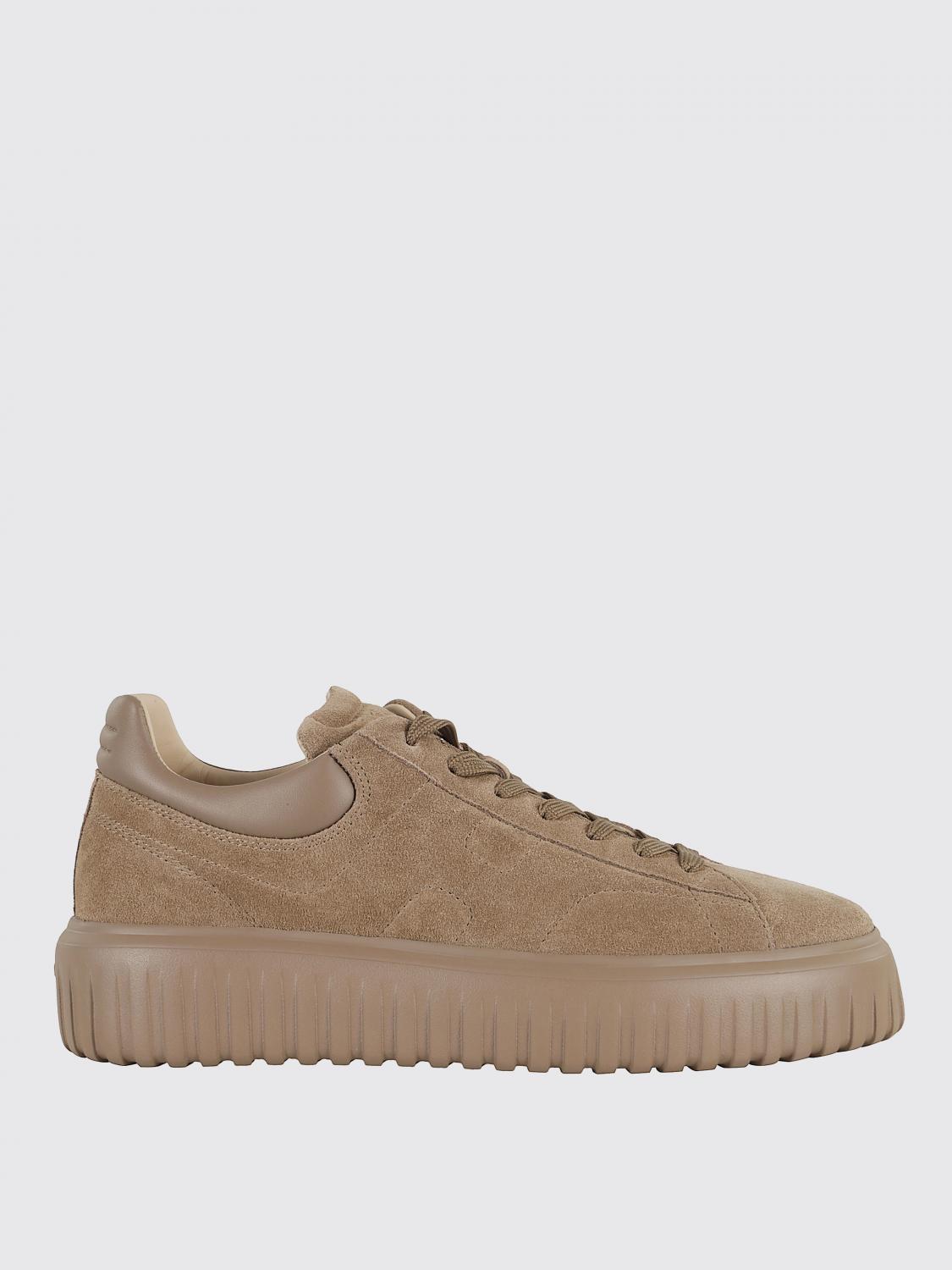 Hogan H Stripes Allacciato H Sneakers With Suede Upper And Rubber Sole In Brown