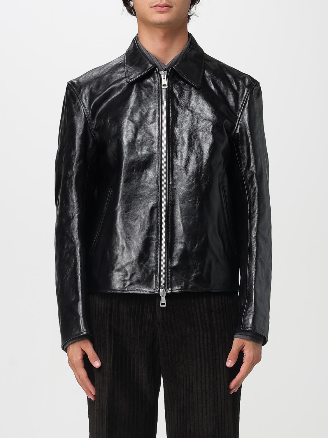 Our Legacy Tailored Leather Jacket With Classic Collar And Front Zip Closure In Black