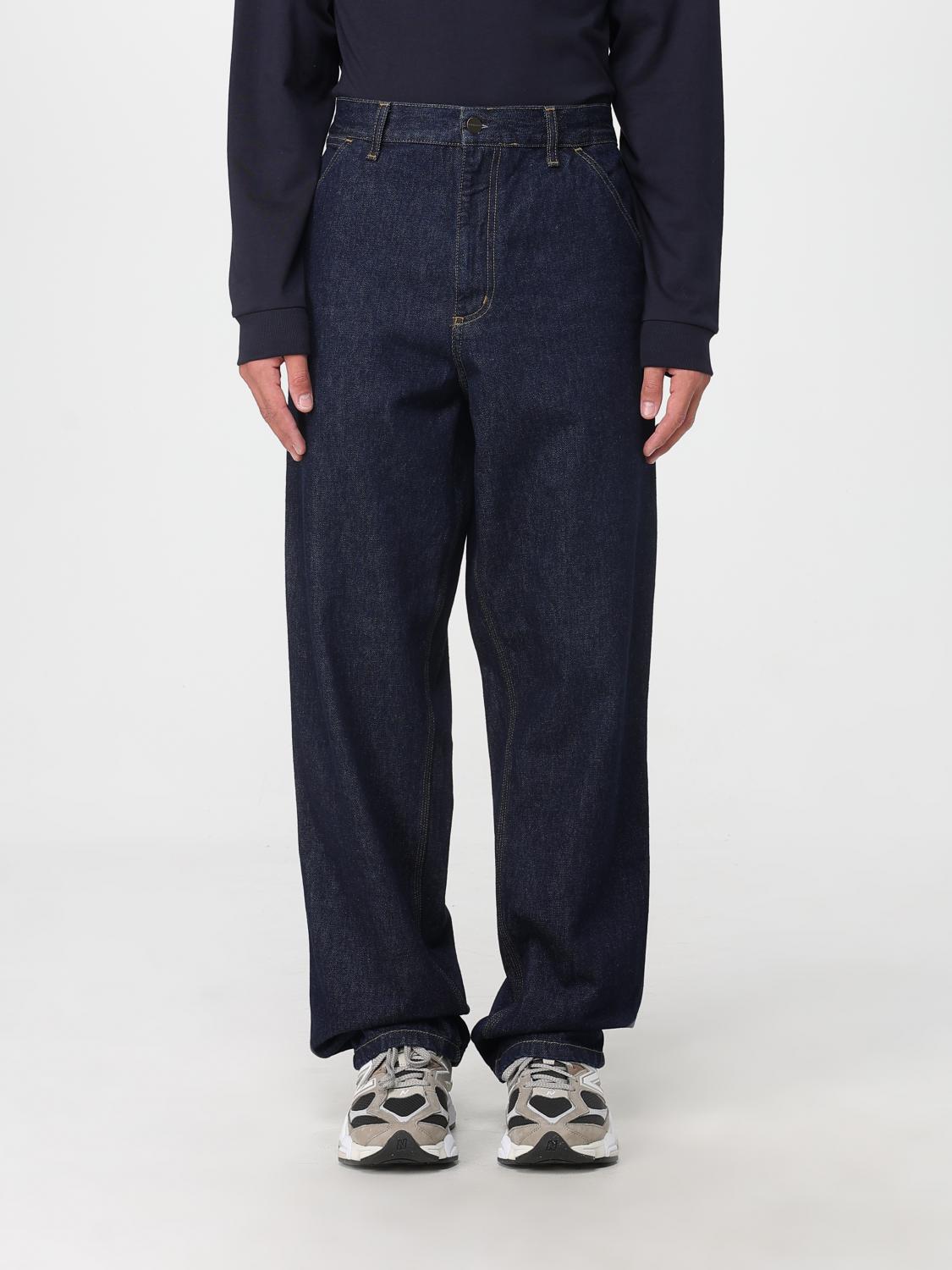 Carhartt Relaxed Fit Straight-leg Denim Pants With Contrast Stitching In Blue