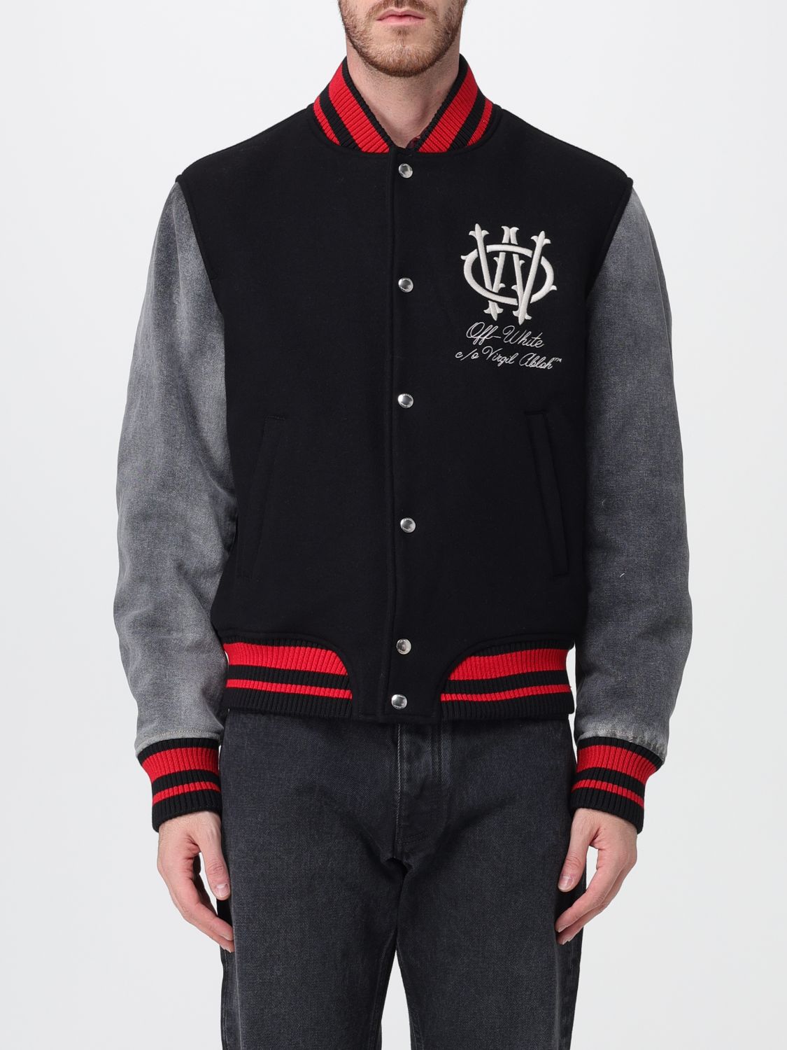 Off-white Long-sleeved Casual Jacket In Black