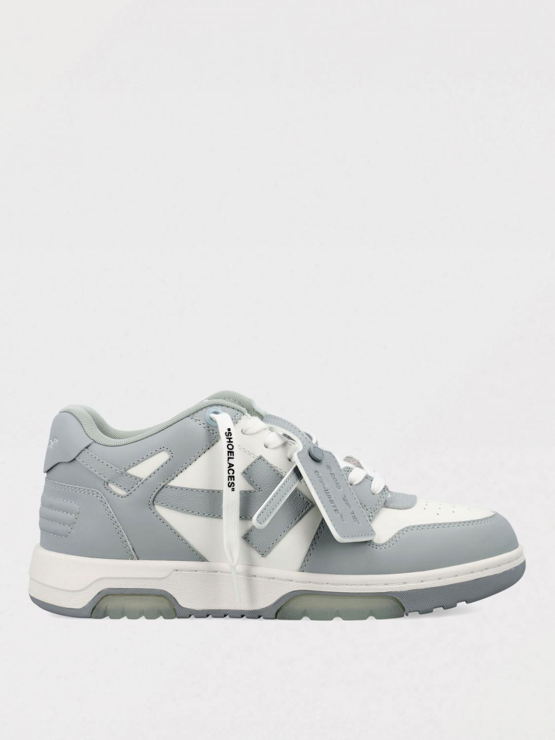 Off-white Low Top Sneakers With Perforated Toe And Rubber Sole In White