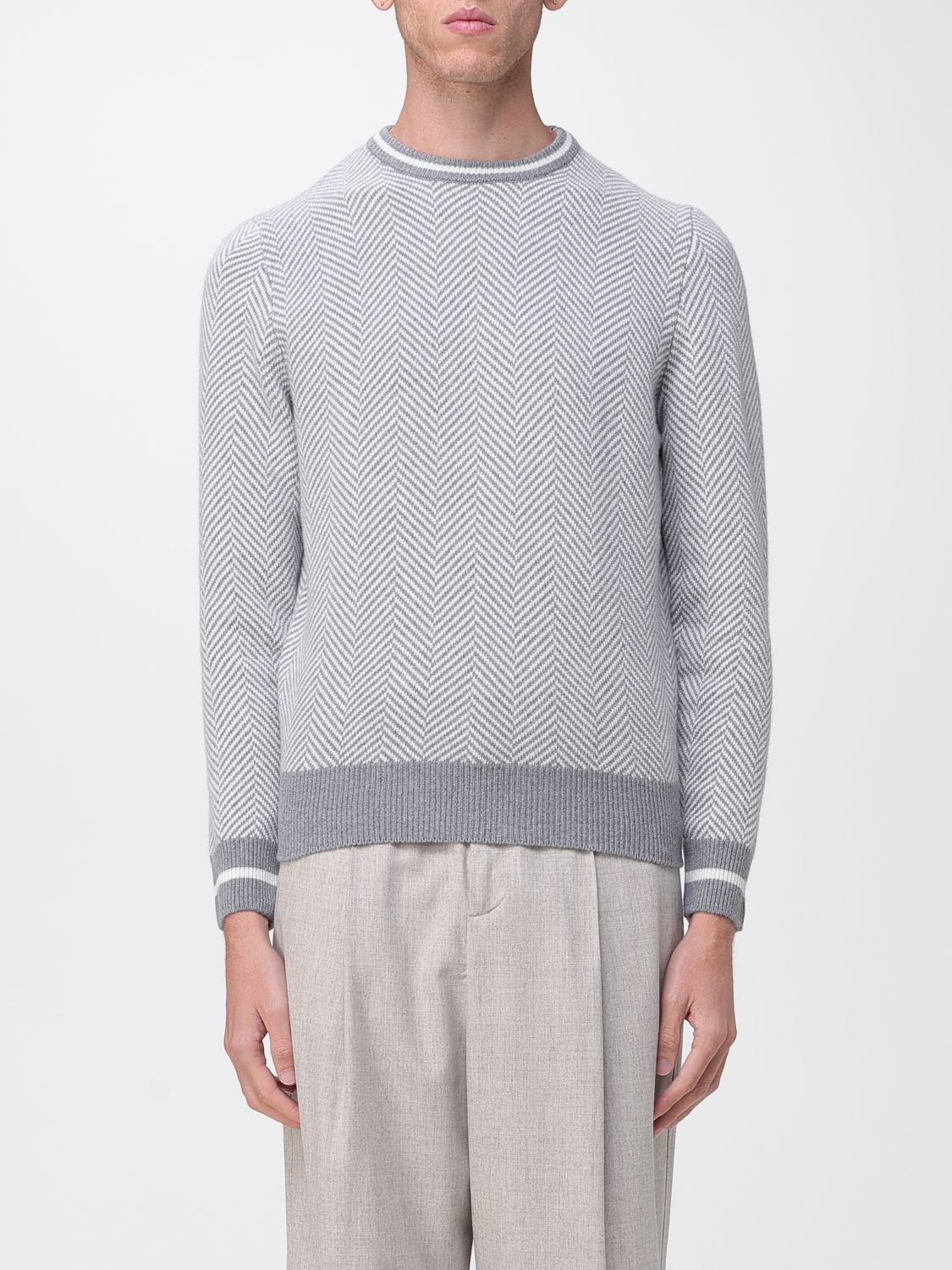 XC 7gg herringbone wool and cashmere crewneck sweater