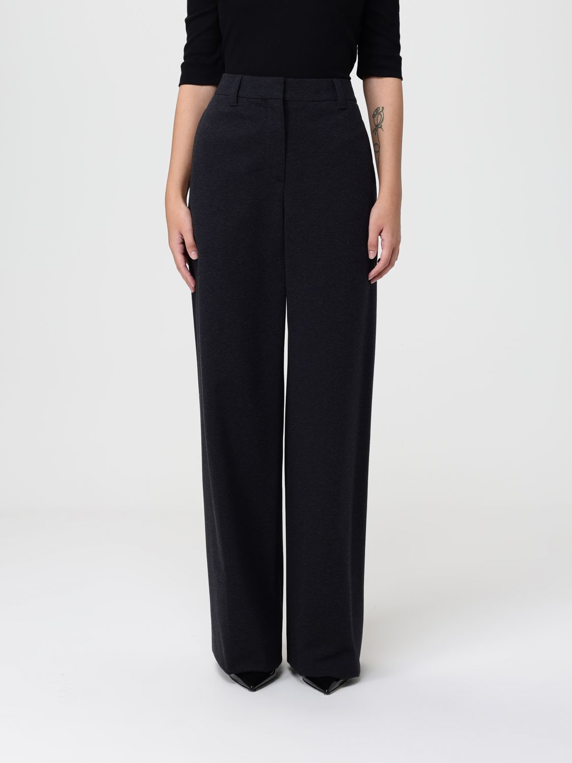 Brunello Cucinelli Pants Woman Color Charcoal In Blue