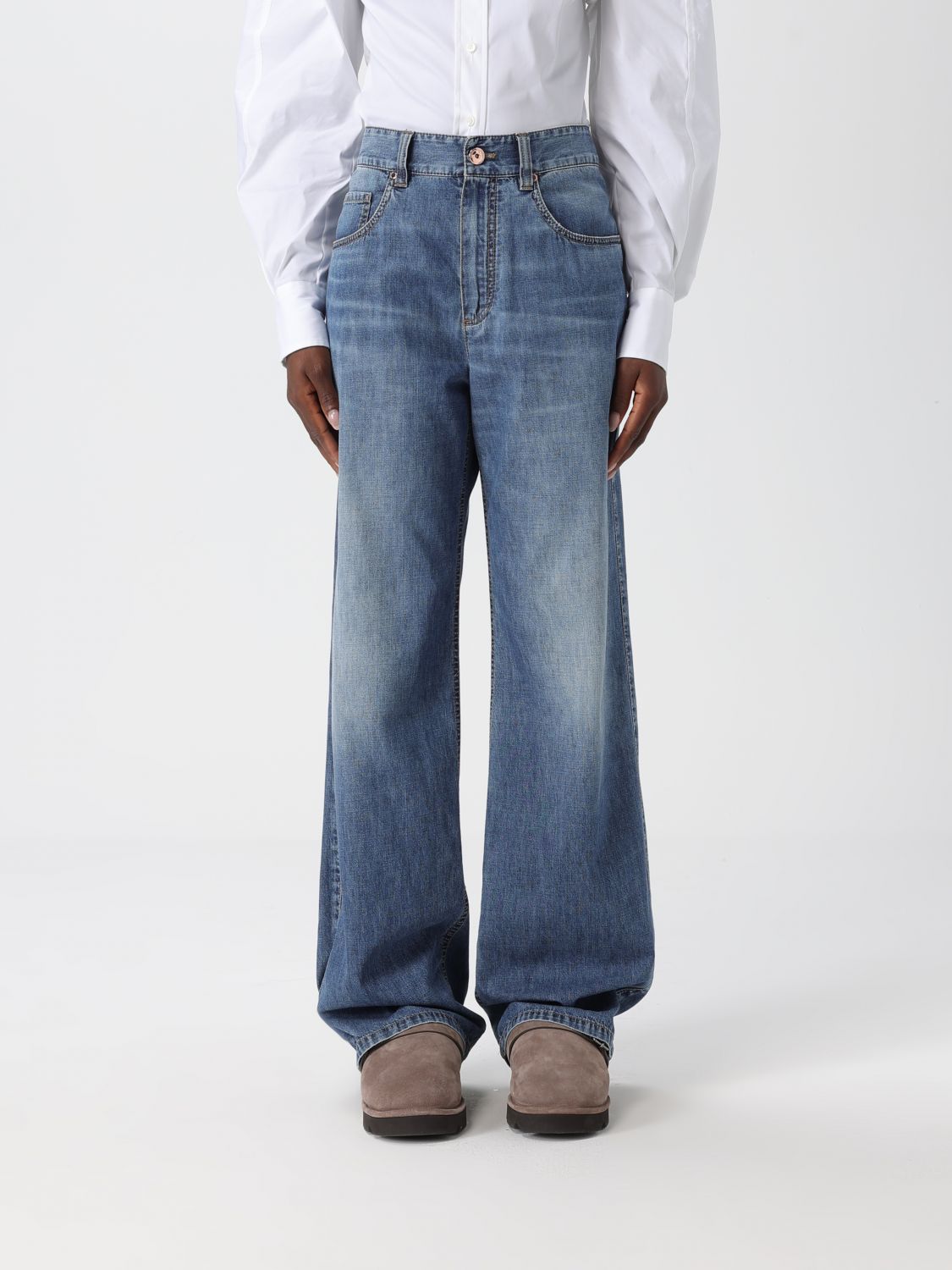 Brunello Cucinelli Jeans Woman Color Denim In Blue