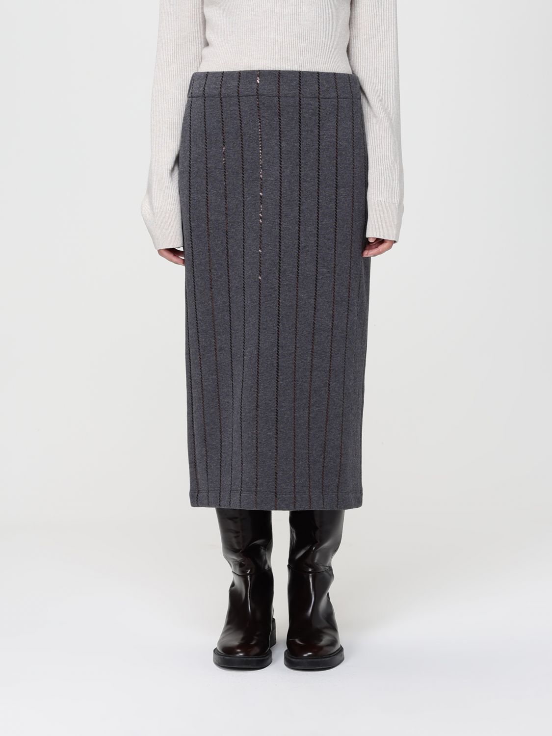 Brunello Cucinelli Skirt Woman Color Charcoal In Blue