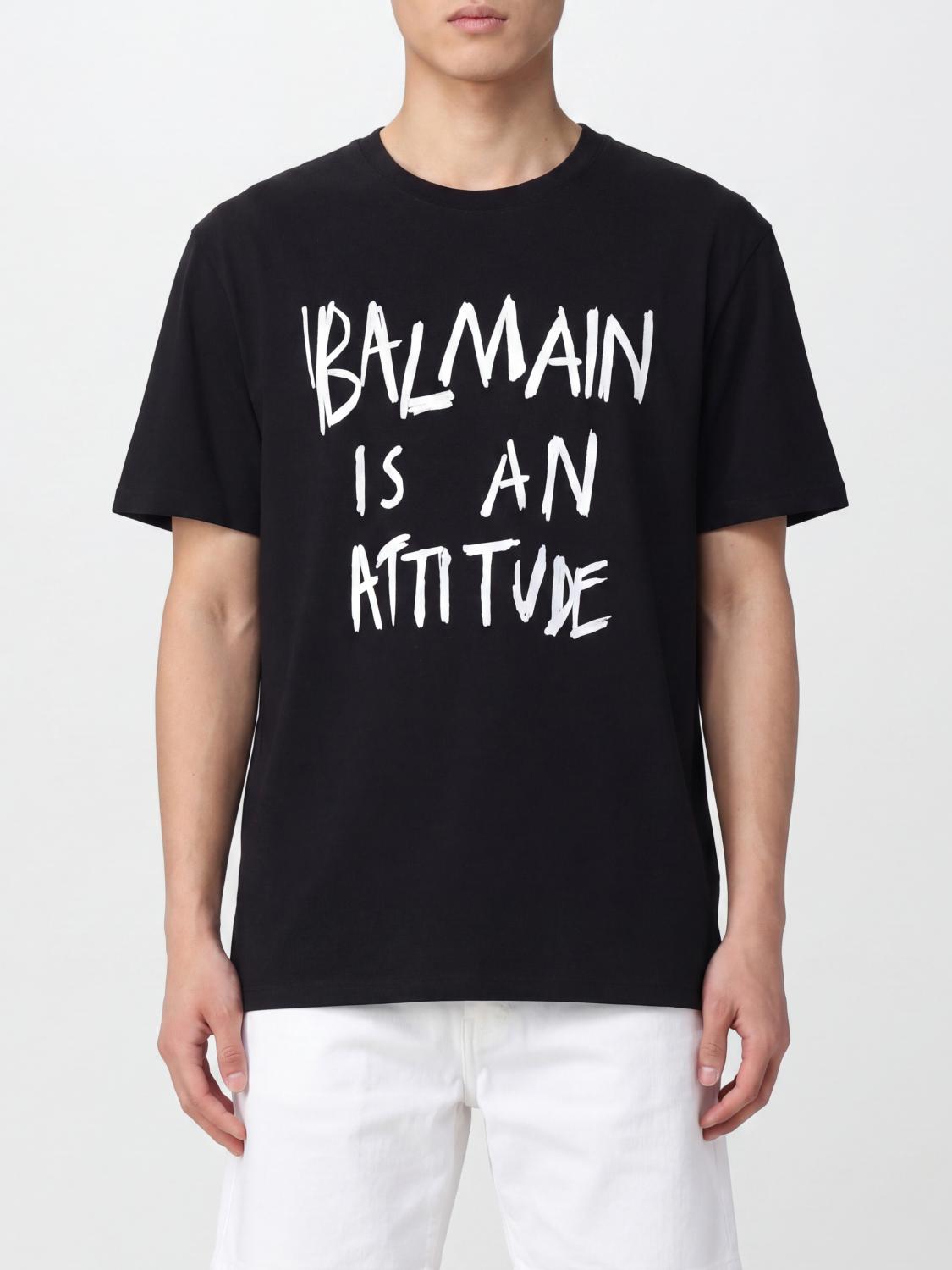 BALMAIN T-shirt in jersey di cotone organico con slogan