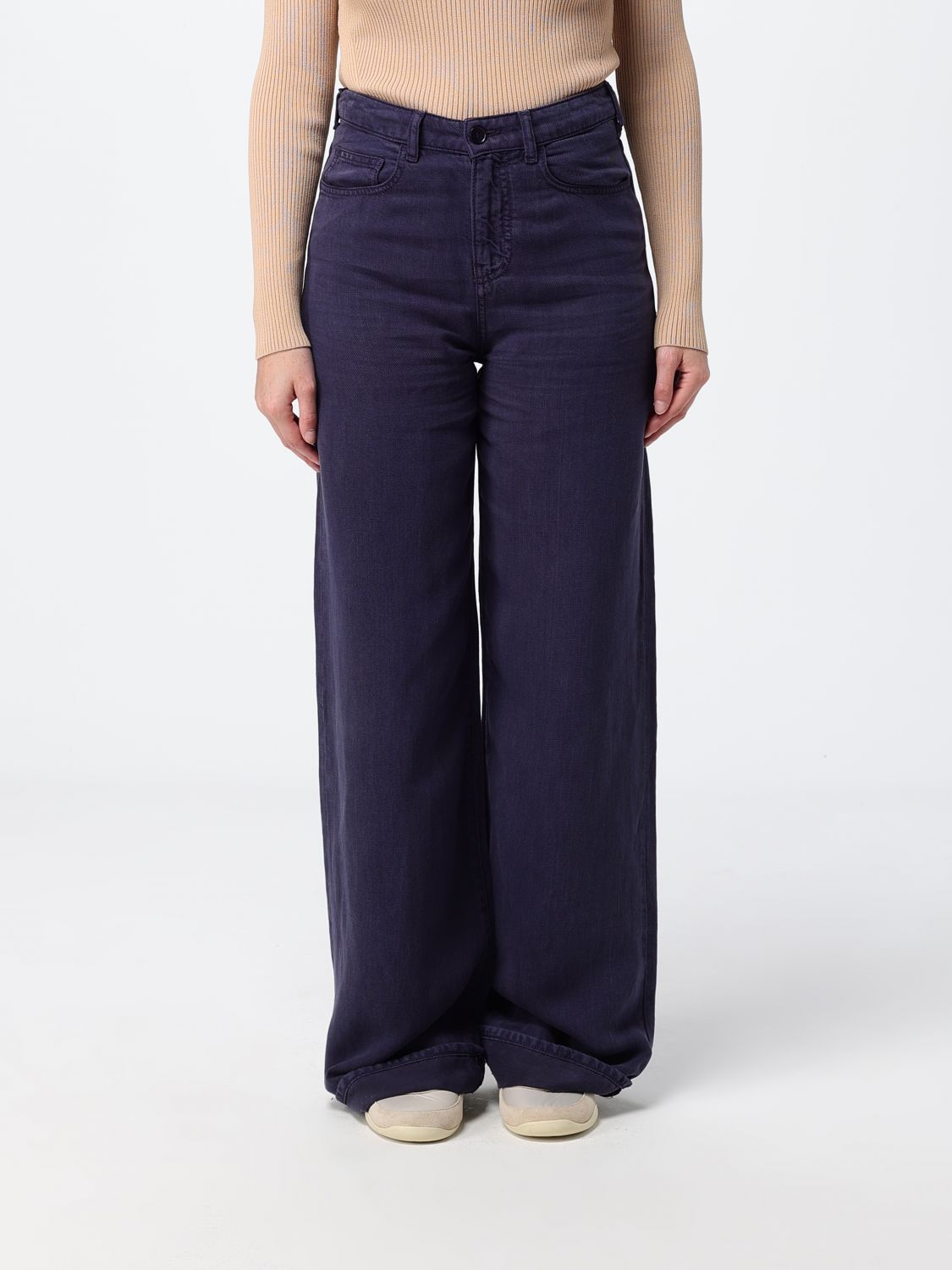 EMPORIO ARMANI Pantaloni a gamba larga in misto lino