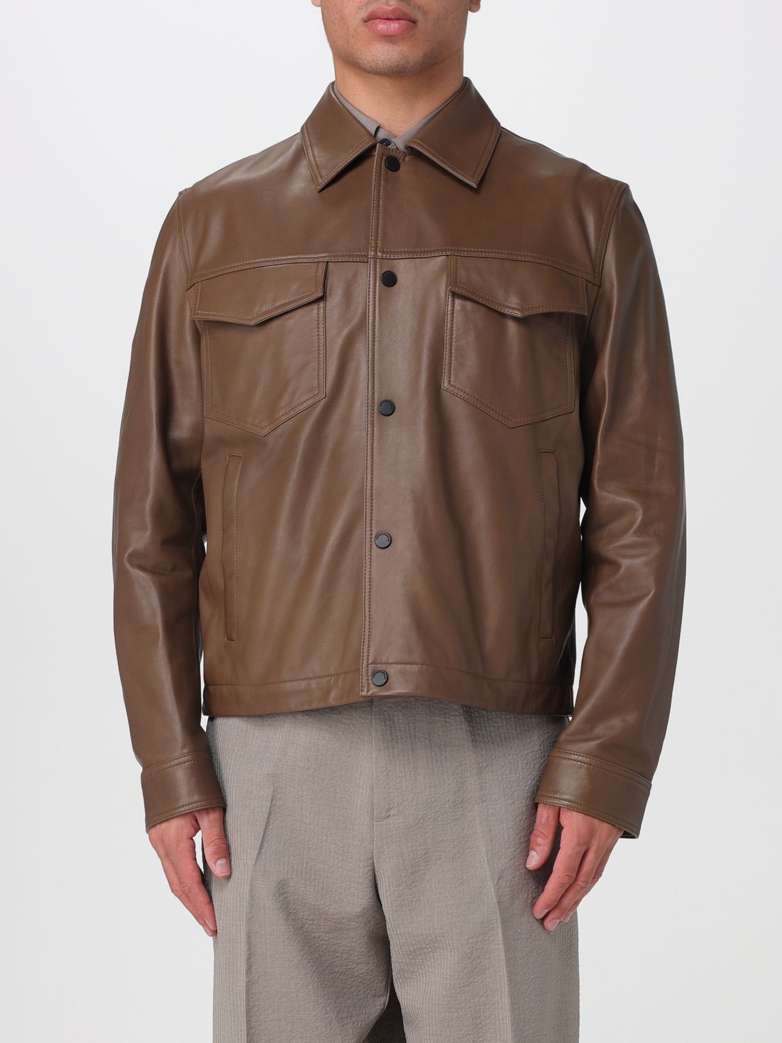 EMPORIO ARMANI Giacca camicia in pelle