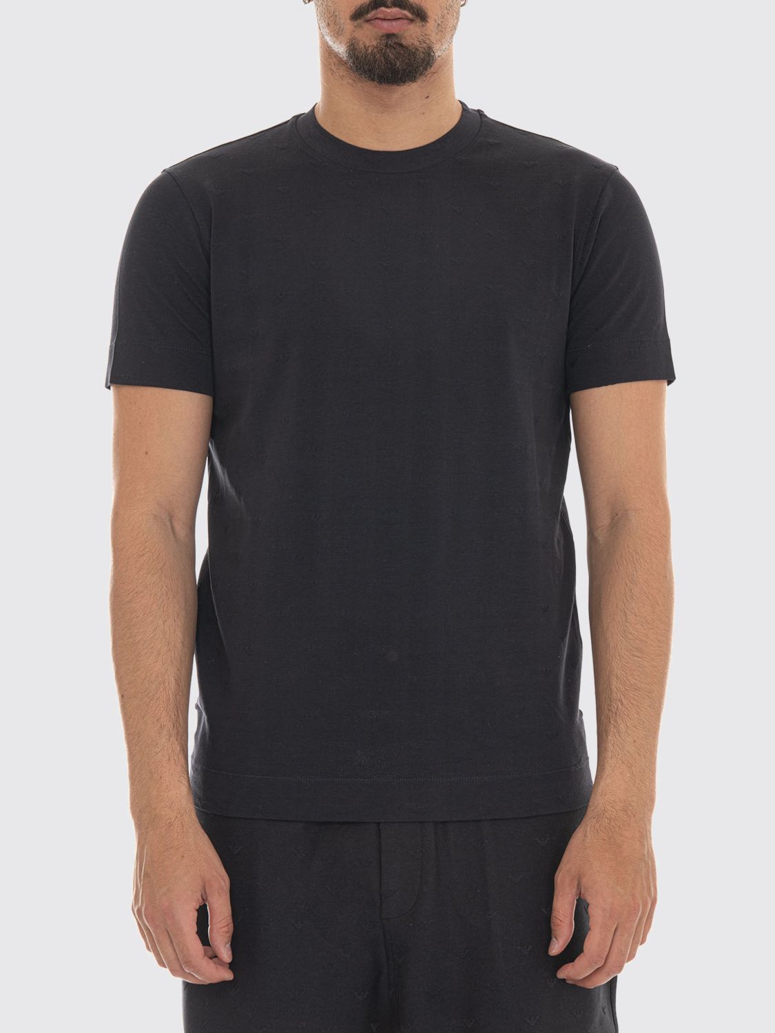 EMPORIO ARMANI T-shirt a girocollo in cotone con logo all over