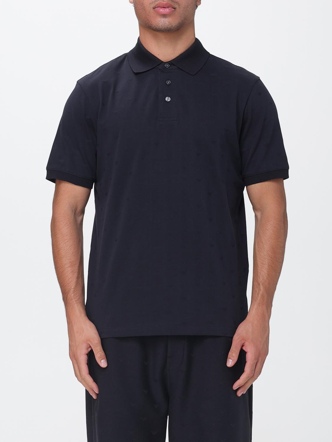 EMPORIO ARMANI Polo in cotone piquet con logo all over