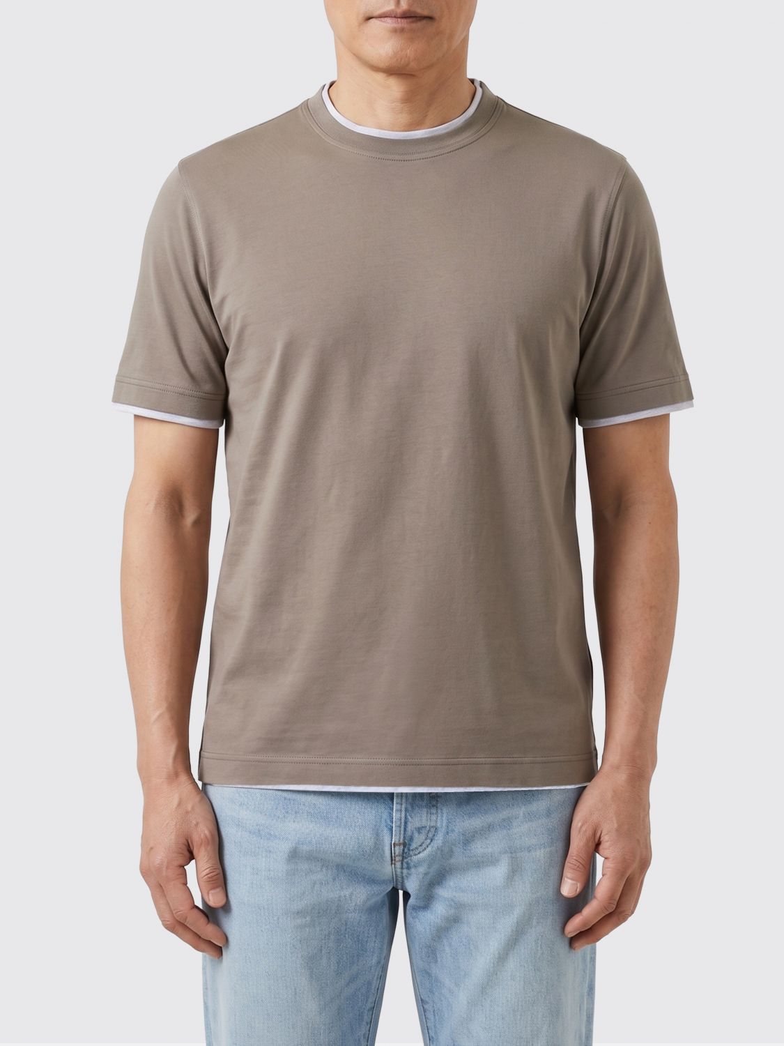 BRUNELLO CUCINELLI T-Shirt Men color Kaki　BRUNELLO CUCINELLI カーキ メンズ T シャツ BRUNELLO