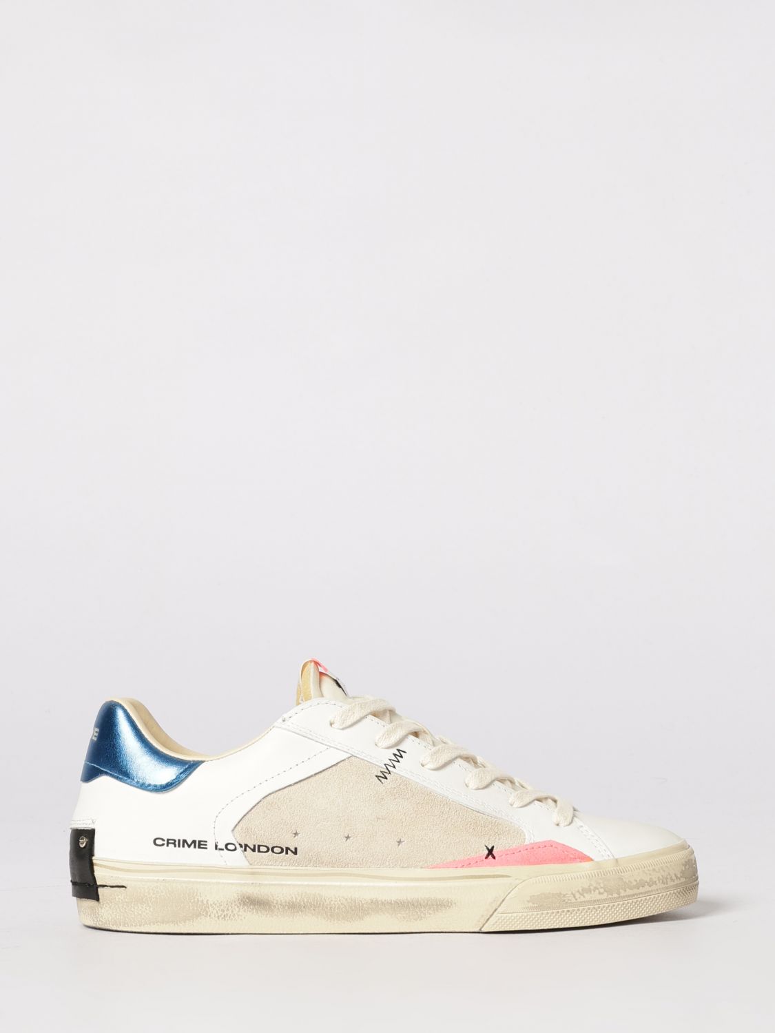 Crime London Distressed Leather And Glitter Sneakers In Multi