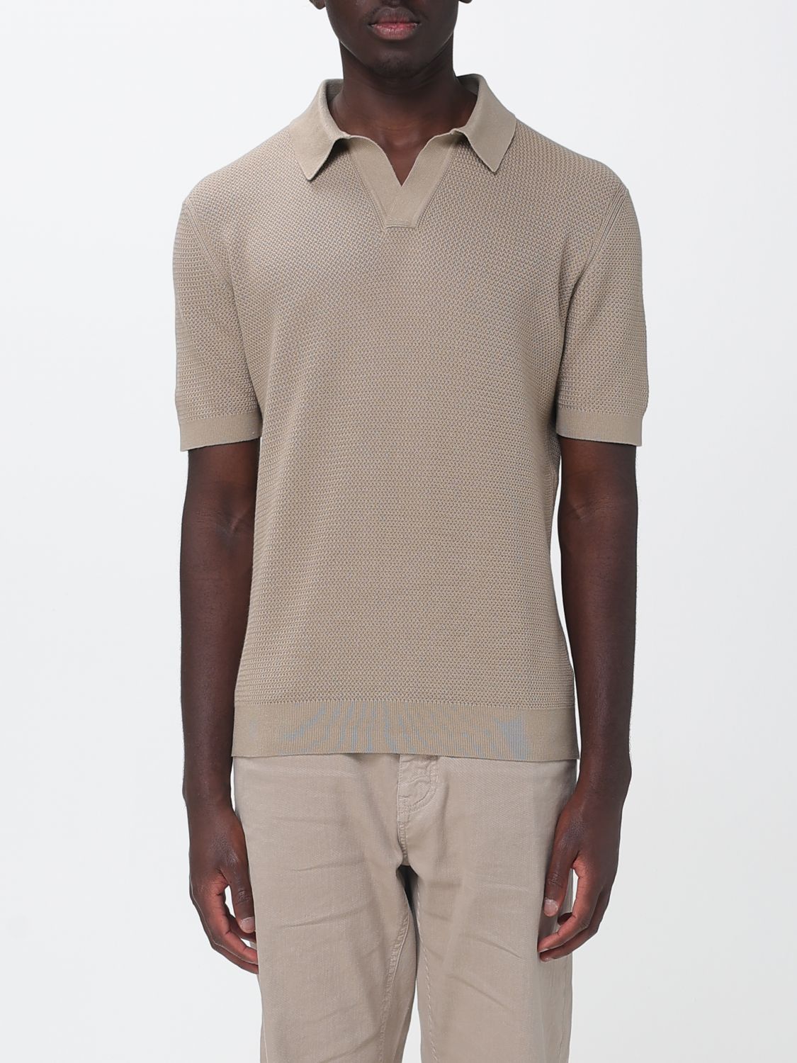ZEGNA Polo Shirt Men color Beige