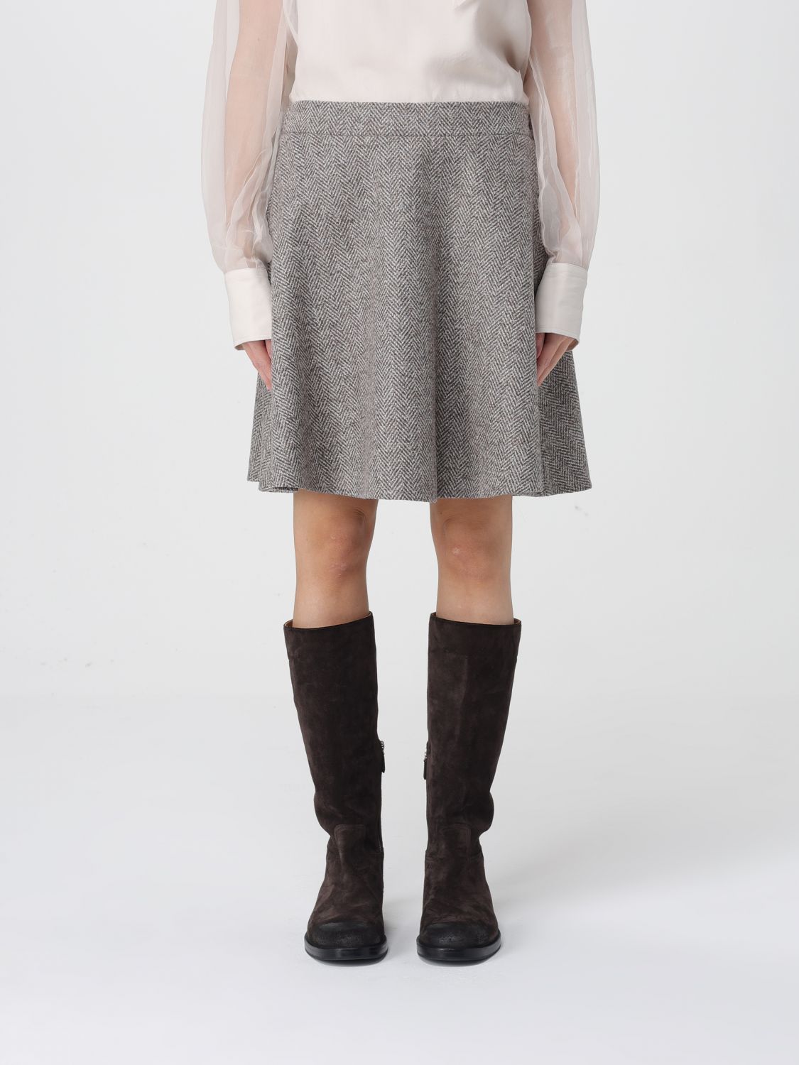 Brunello Cucinelli Skirt  Woman Color Brown In Animal Print