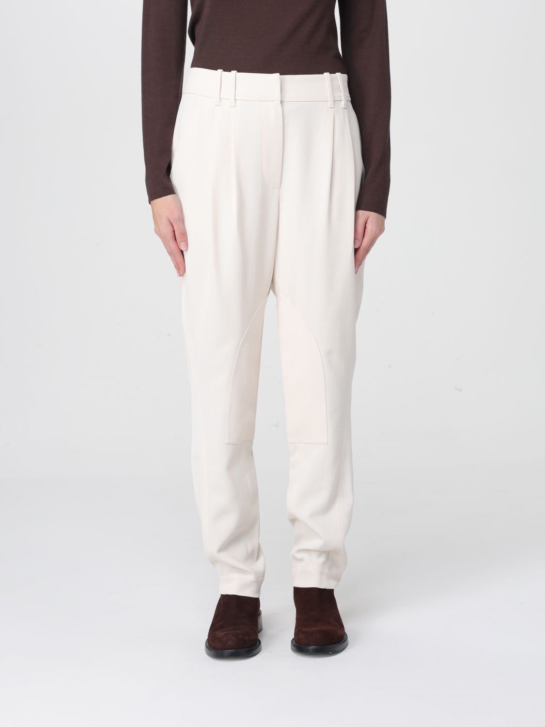 Brunello Cucinelli Pants Woman Color Yellow Cream In White