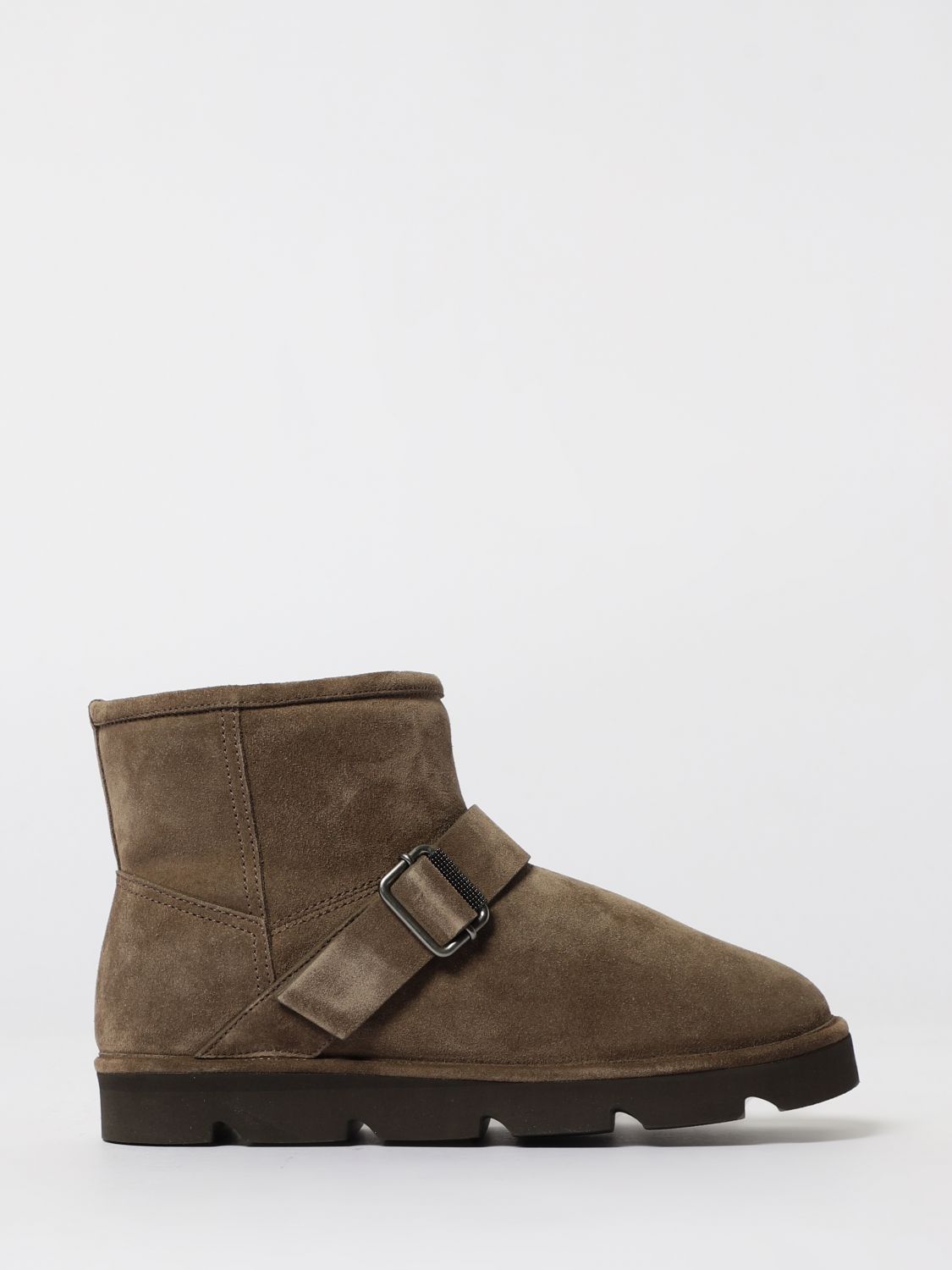 Brunello Cucinelli Shearling-lined Suede Ankle Boots In Brown