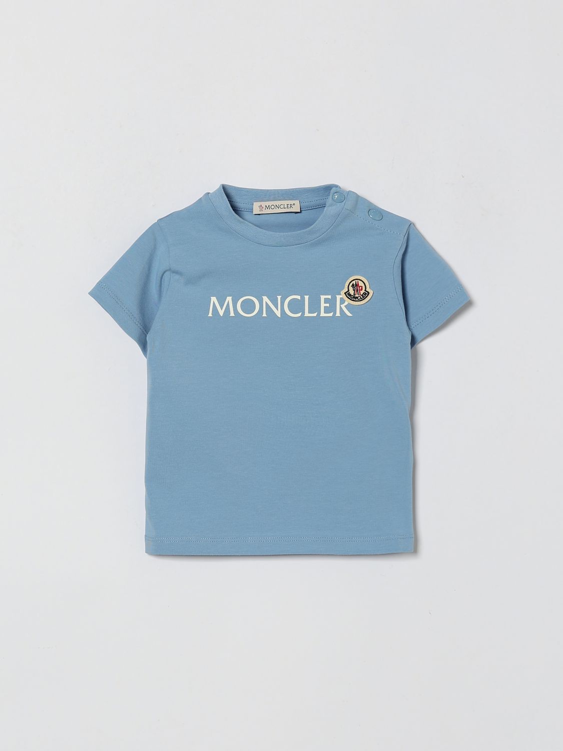 MONCLER T-Shirt Kids color Gnawed Blue　MONCLER Tシャツ キッズカラー Gnawed ブルー MONCLER