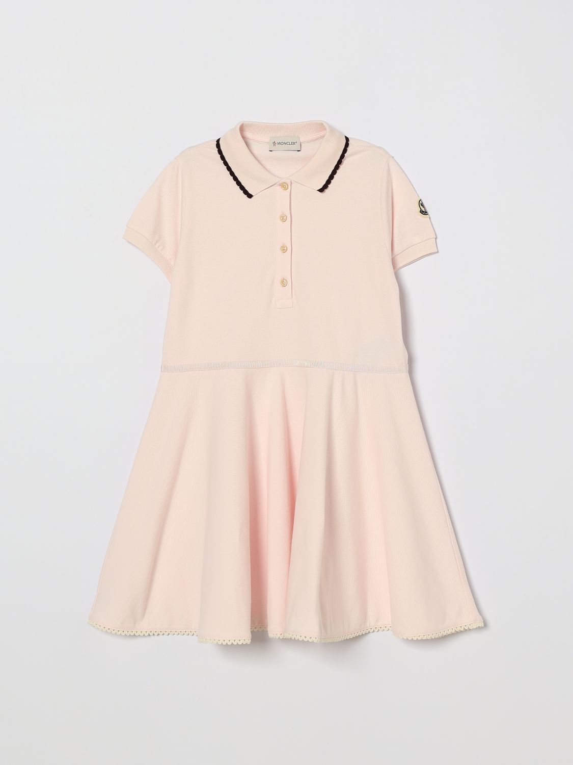 Moncler Kids'  Cotton Piqué Polo Dress In Pink