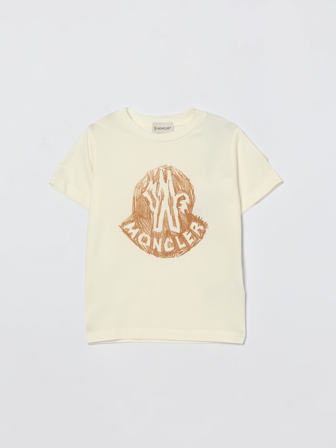 Moncler Kids' Cotton T-shirt With Big Logo In Yellow