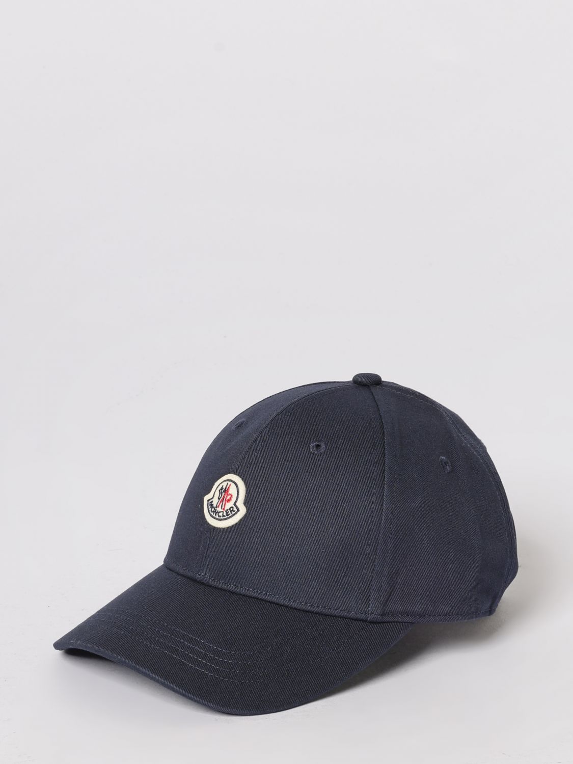 Moncler Cotton Twill Hat With Logo Patch In Blue