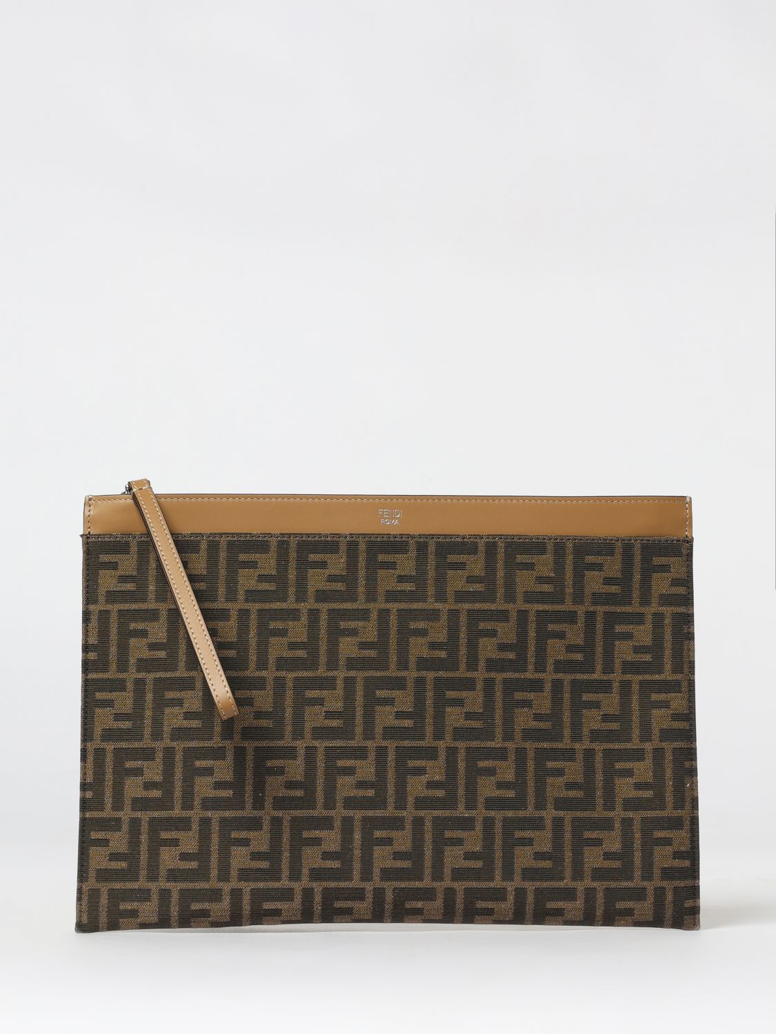 FENDI Pouch Piatta Large FF in misto cotone