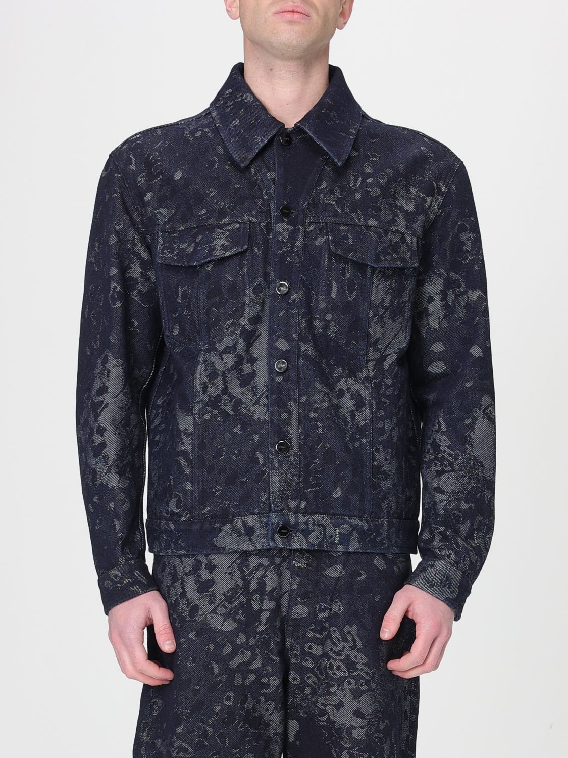 FENDI Giacca in denim di cotone con stampa camouflage
