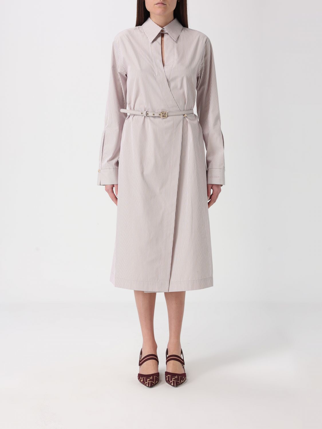 FENDI Abito chemisier in cotone a righe